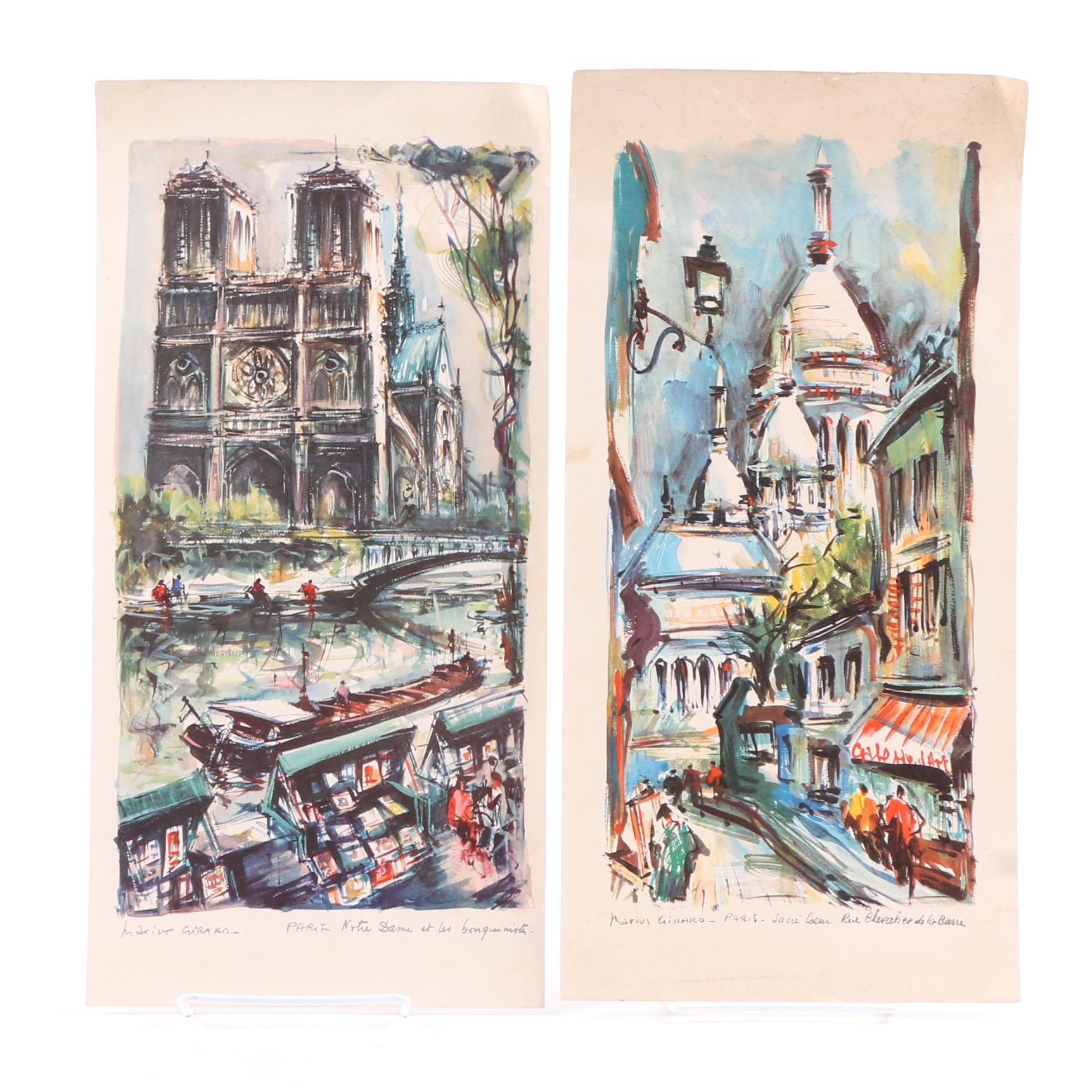 Offset Lithographs After Marius Girard of Paris Churches
