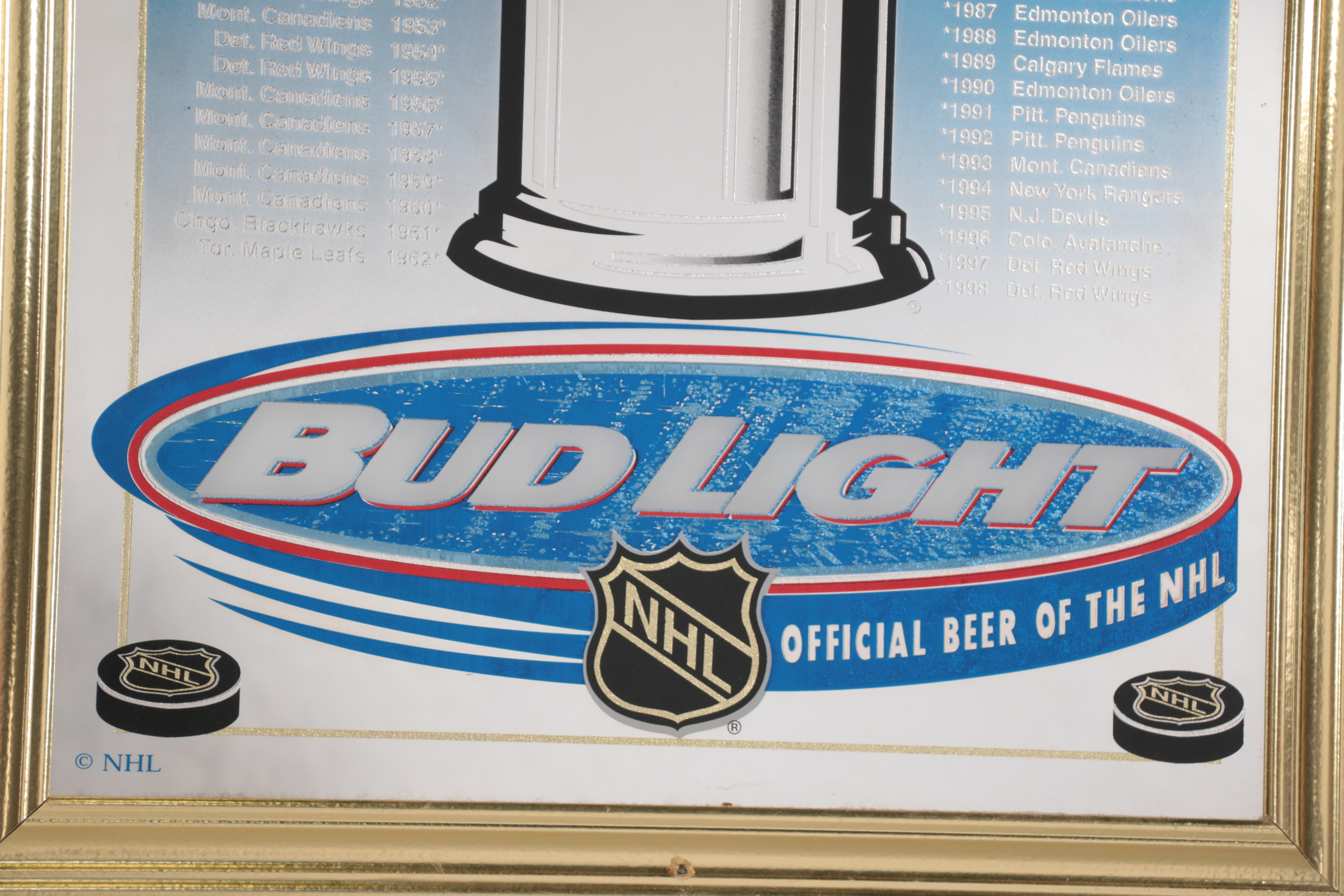 Bud Light Bar Mirror Celebrating NHL Winners