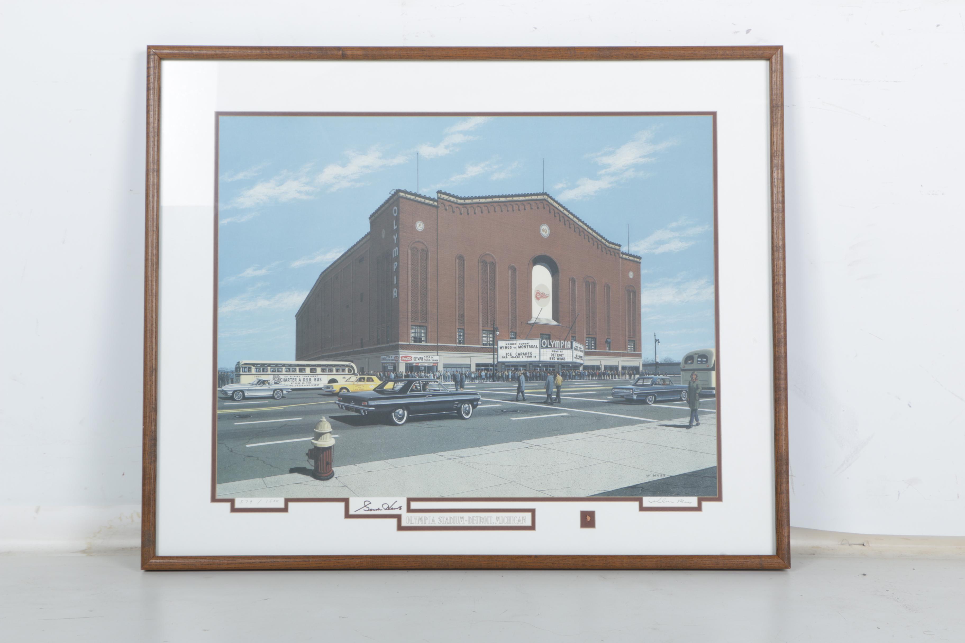 William Moss Limited Edition Lithographs of Detroit Stadiums