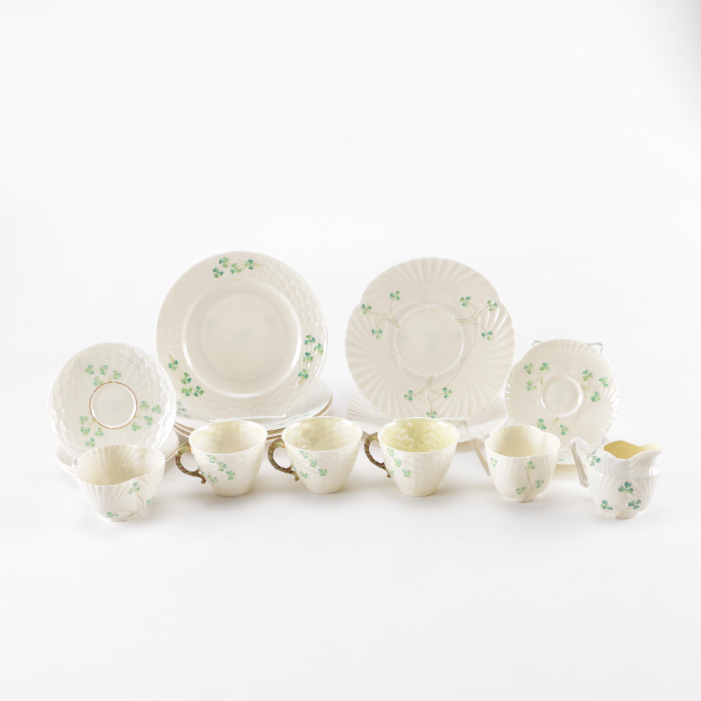 Belleek "Shamrock" and "Harp Shamrock" Fine Porcelain Tableware