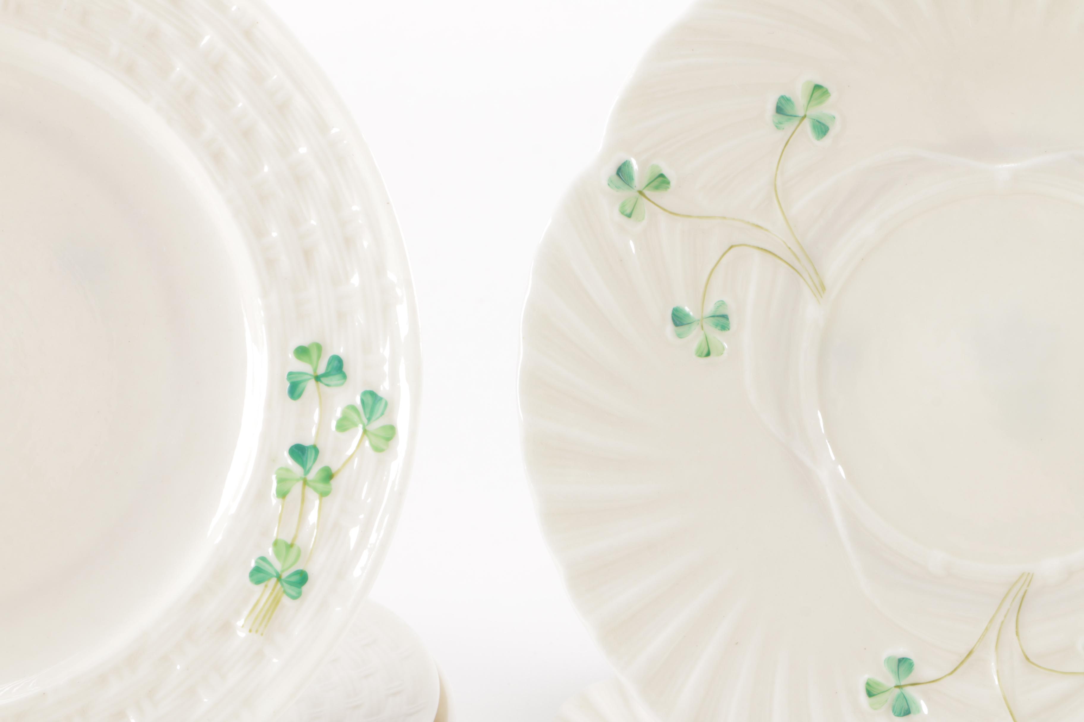 Belleek "Shamrock" and "Harp Shamrock" Fine Porcelain Tableware