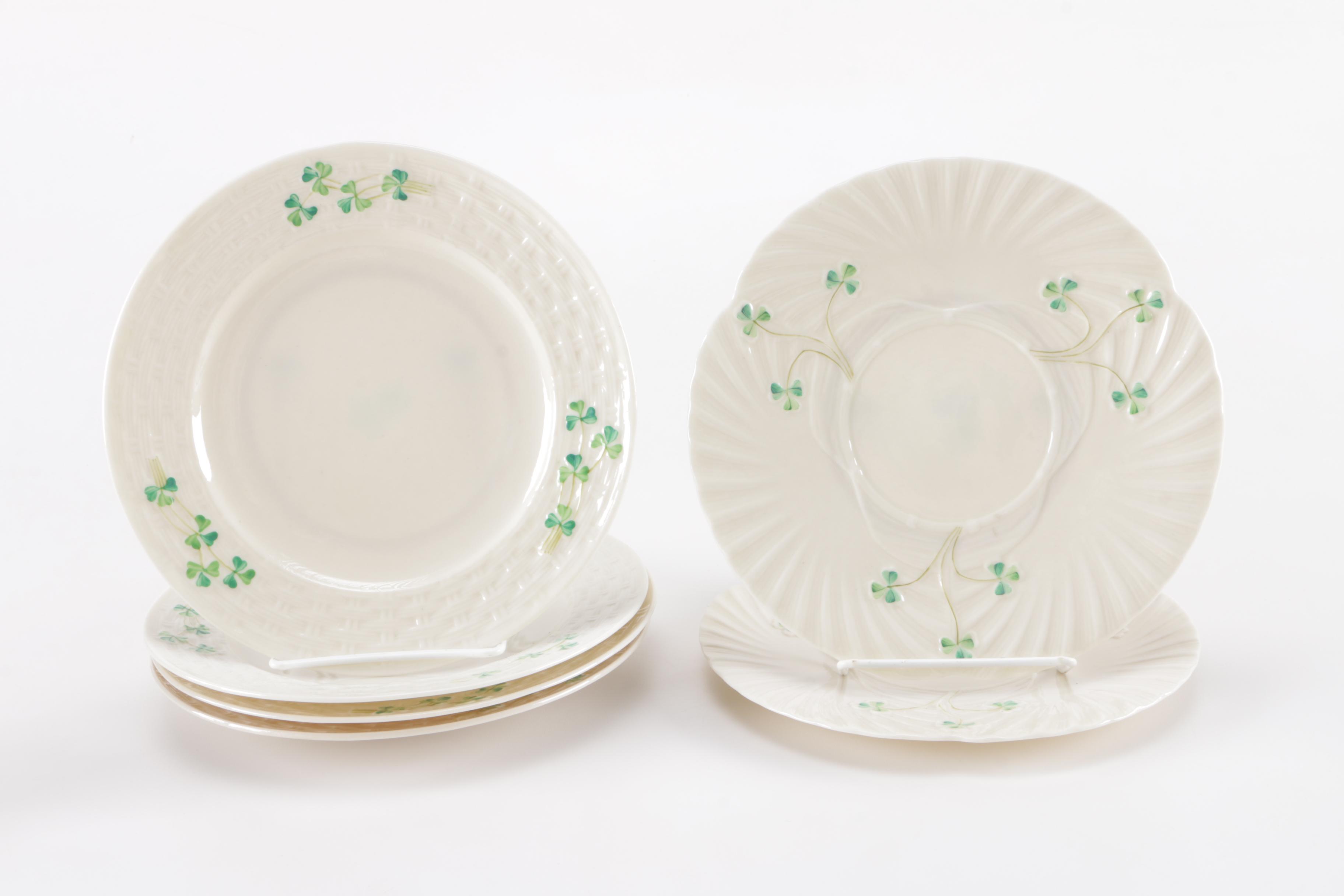 Belleek "Shamrock" and "Harp Shamrock" Fine Porcelain Tableware
