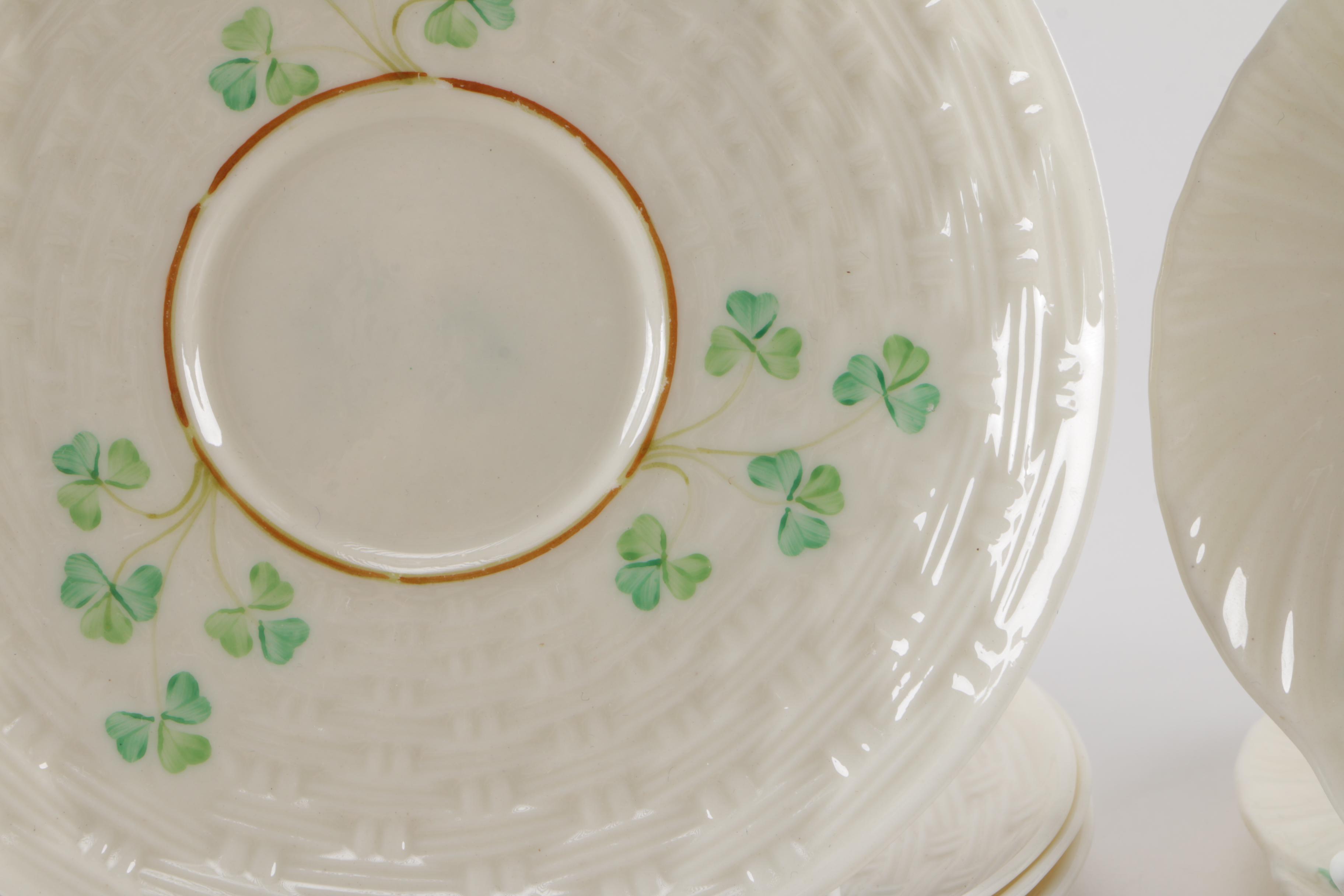 Belleek "Shamrock" and "Harp Shamrock" Fine Porcelain Tableware