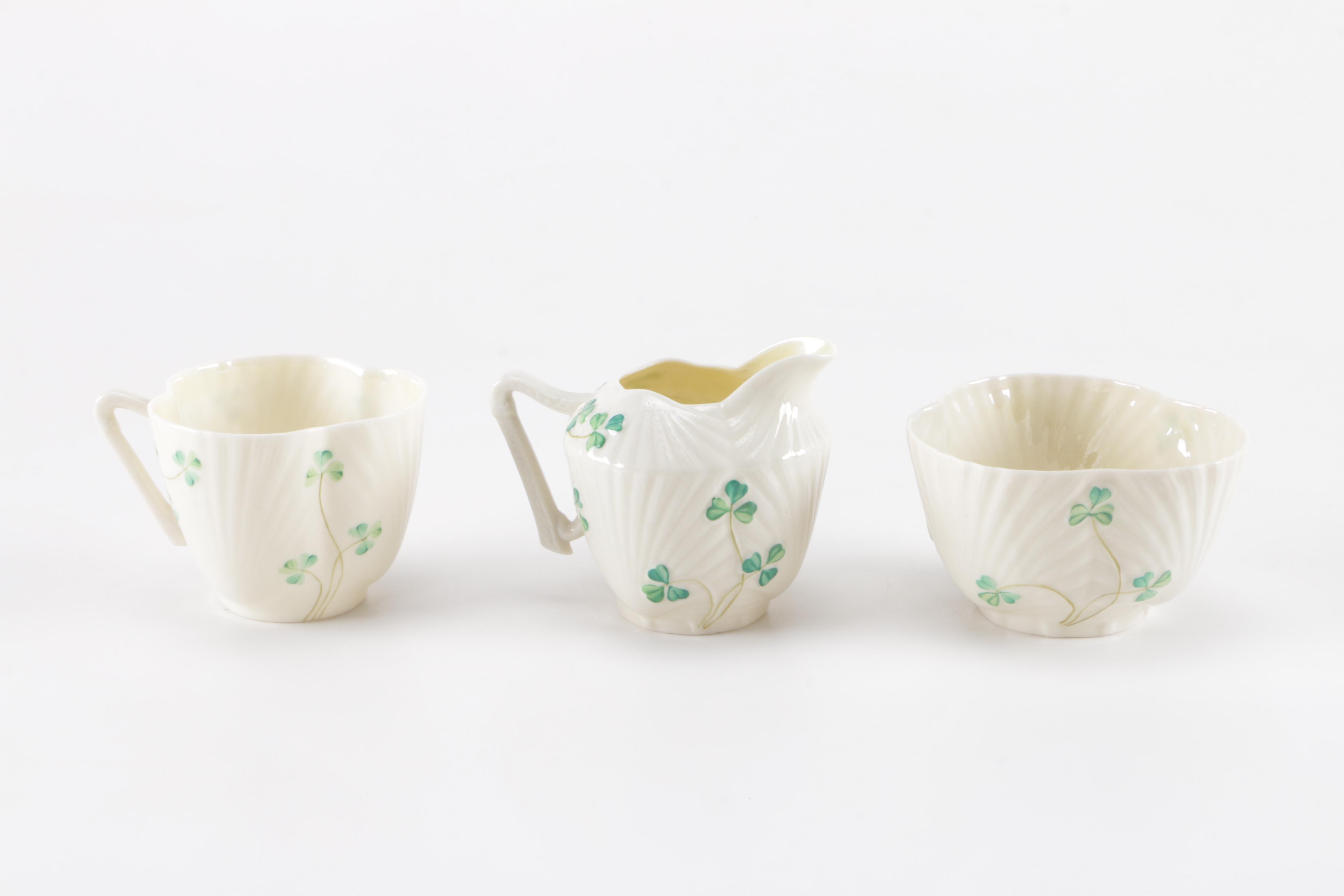 Belleek "Shamrock" and "Harp Shamrock" Fine Porcelain Tableware