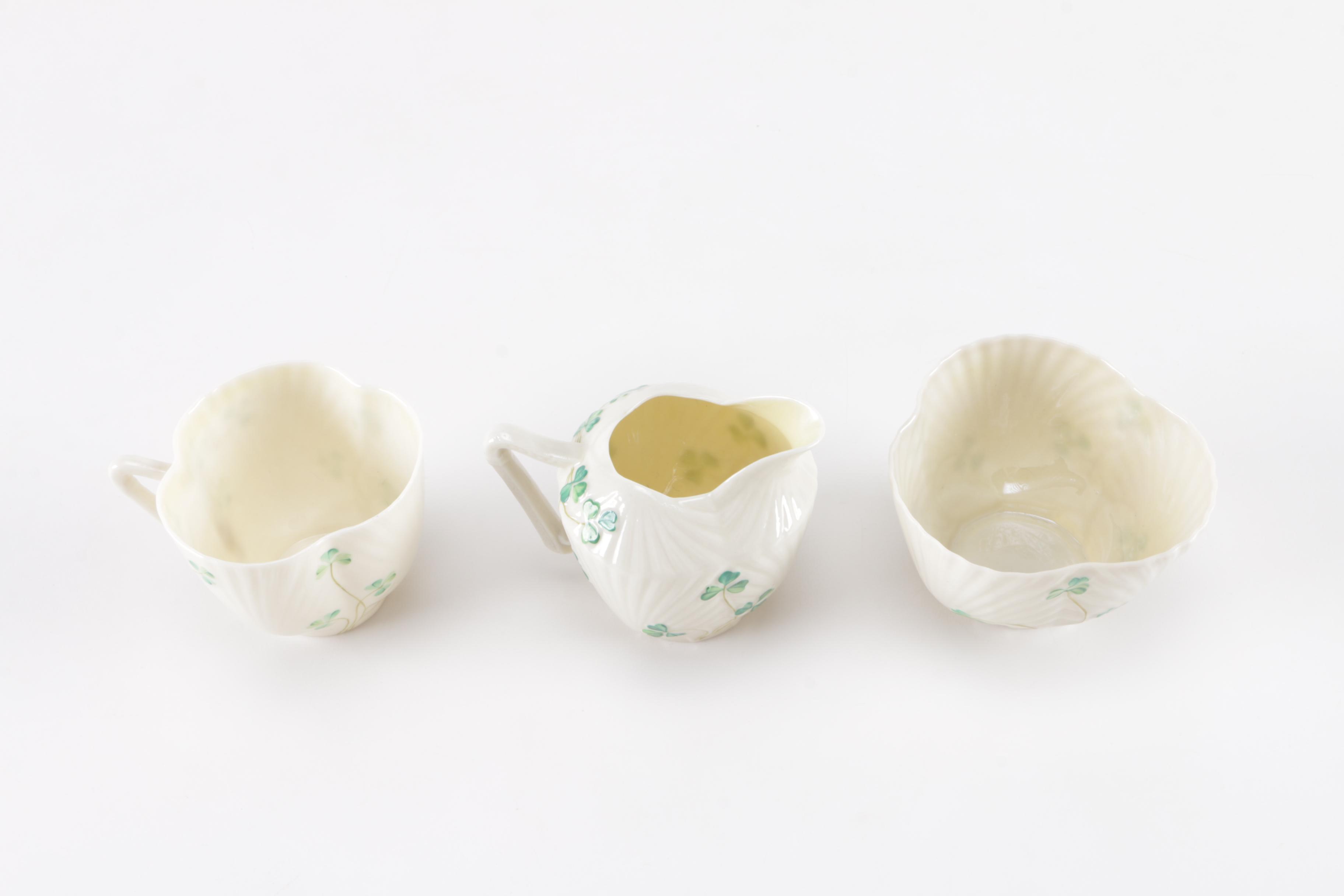 Belleek "Shamrock" and "Harp Shamrock" Fine Porcelain Tableware