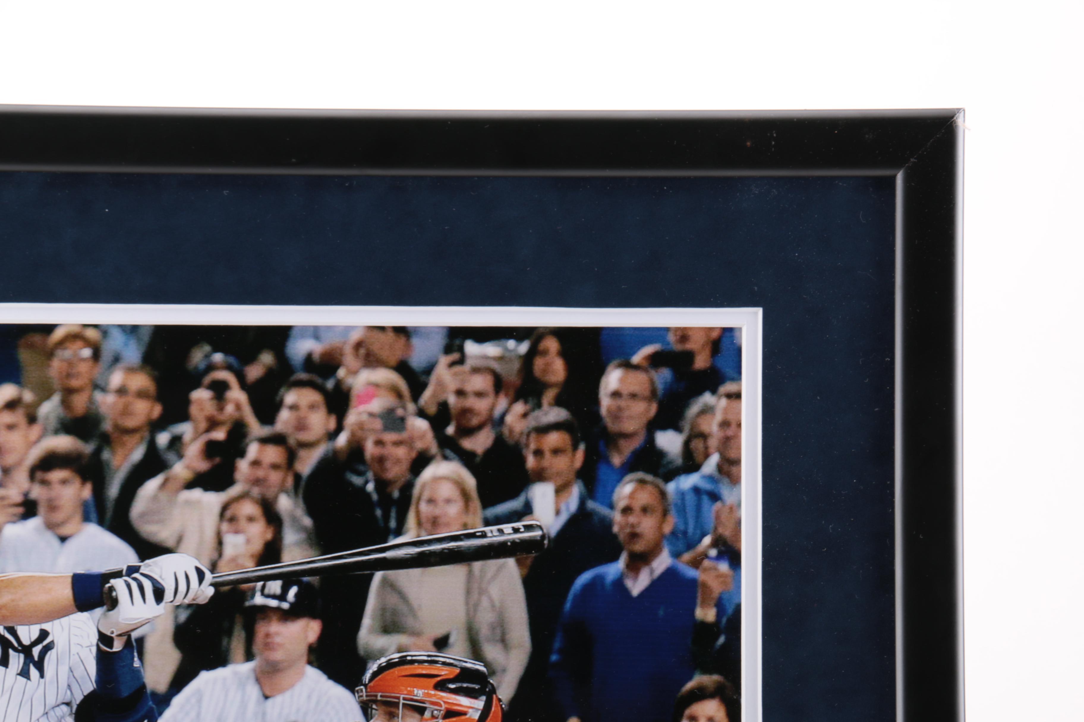 Photograph of Derek Jeter With Batting Glove Swatch From "The Final Hit In Yankees Stadium"