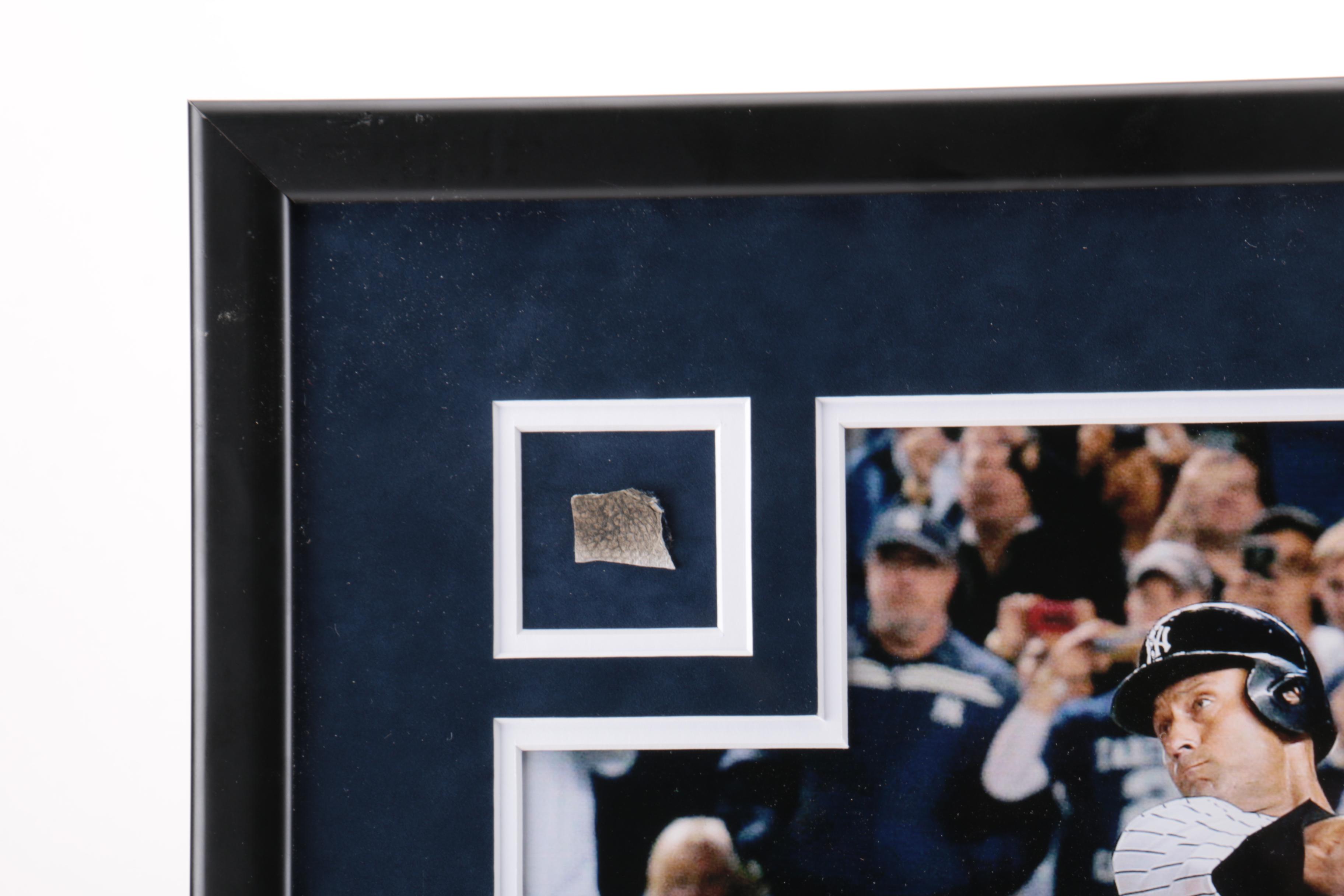 Photograph of Derek Jeter With Batting Glove Swatch From "The Final Hit In Yankees Stadium"