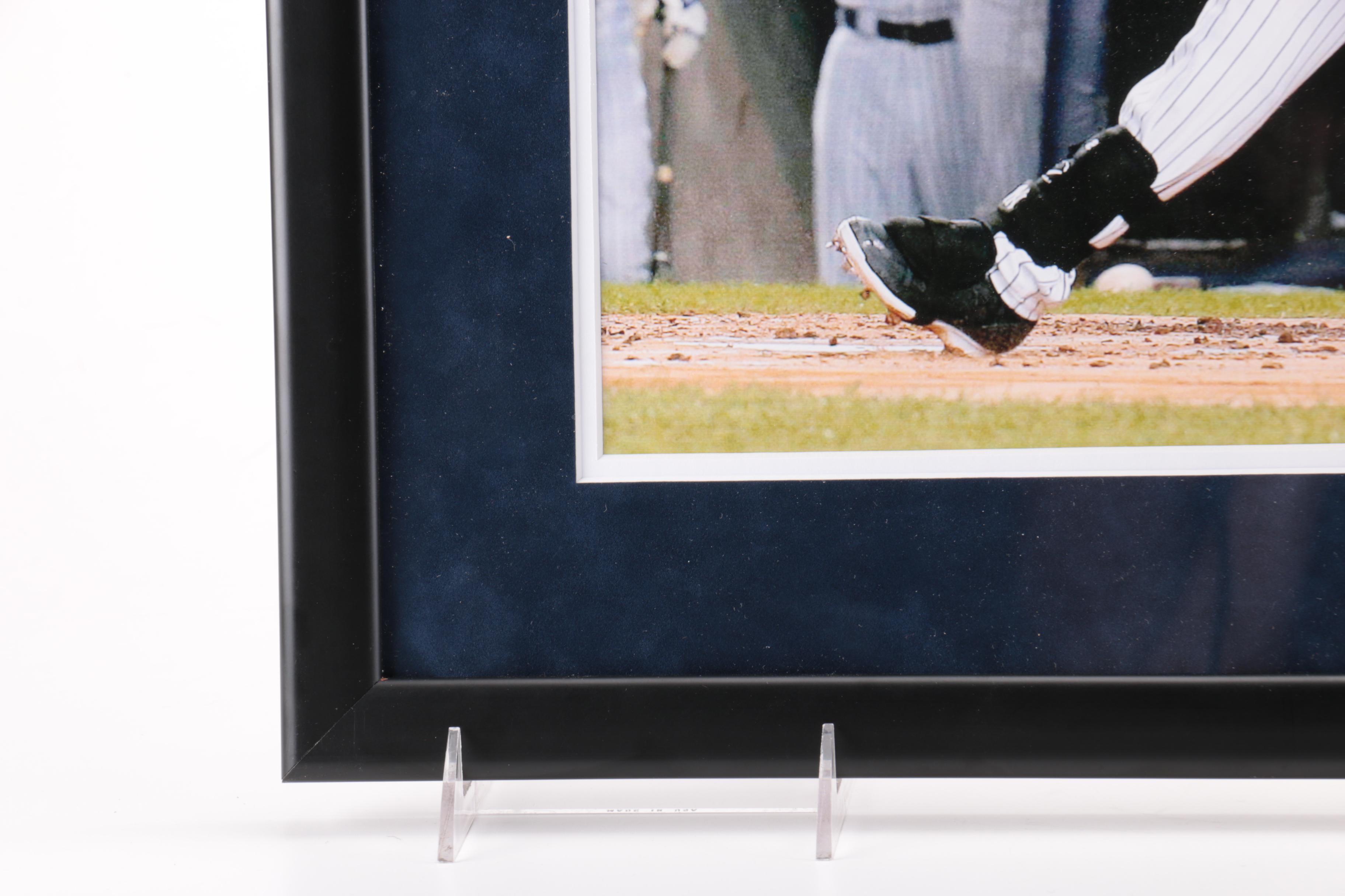 Photograph of Derek Jeter With Batting Glove Swatch From "The Final Hit In Yankees Stadium"