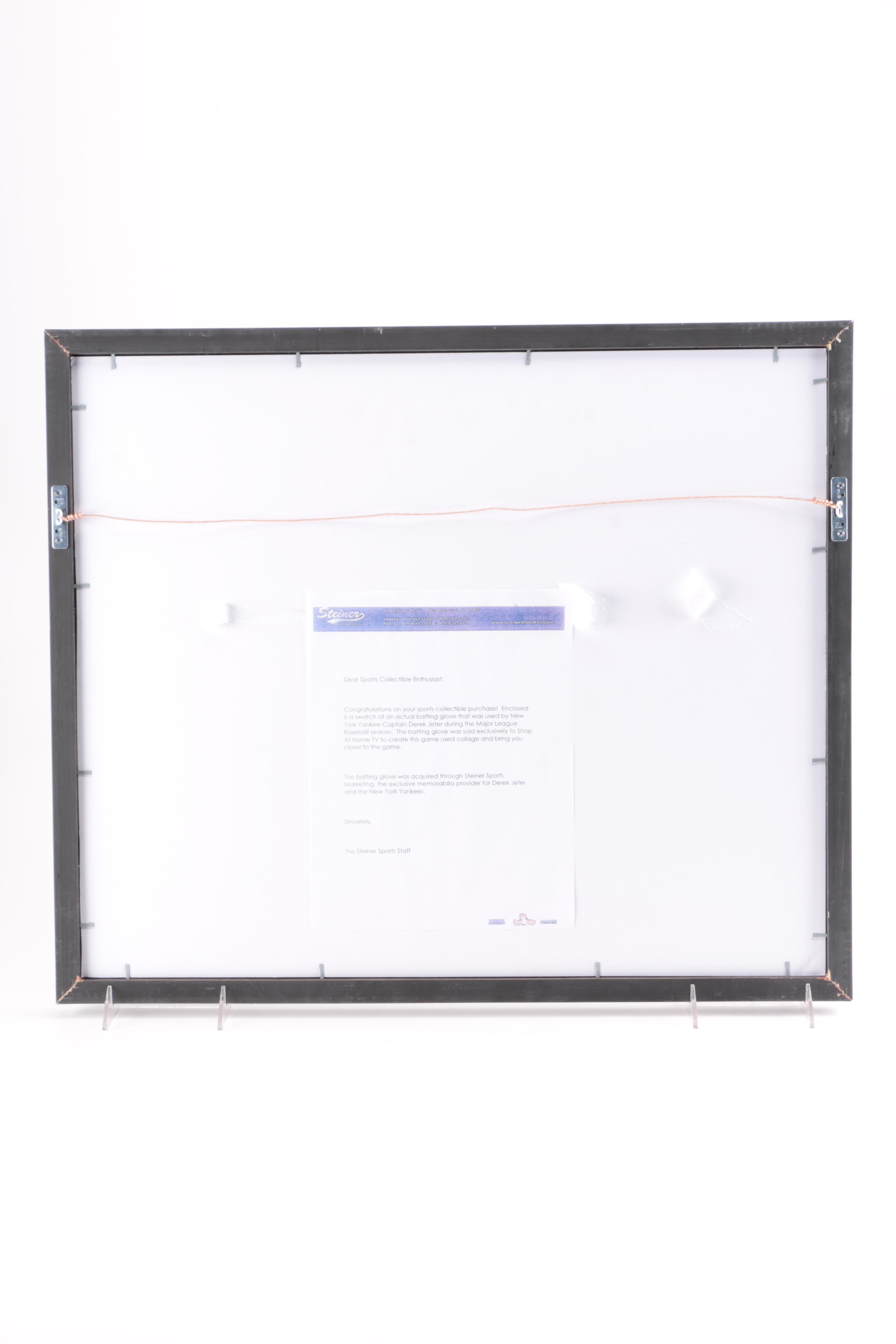 Photograph of Derek Jeter With Batting Glove Swatch From "The Final Hit In Yankees Stadium"