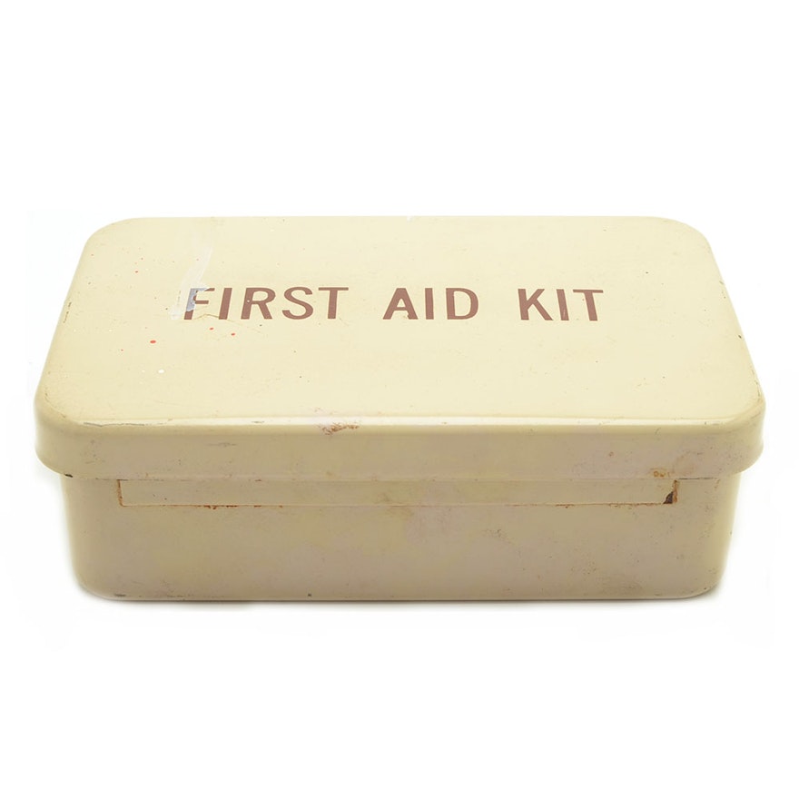 Vintage First Aid Kit Metal Box