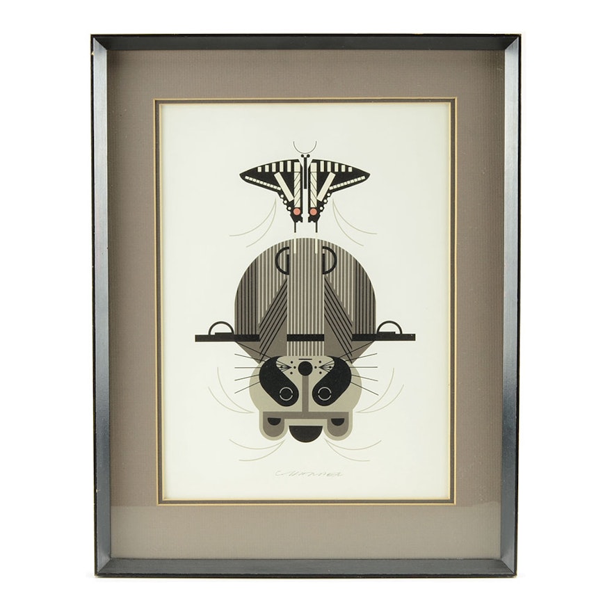 Charley Harper Open Edition Lithograph "Raccrobat"