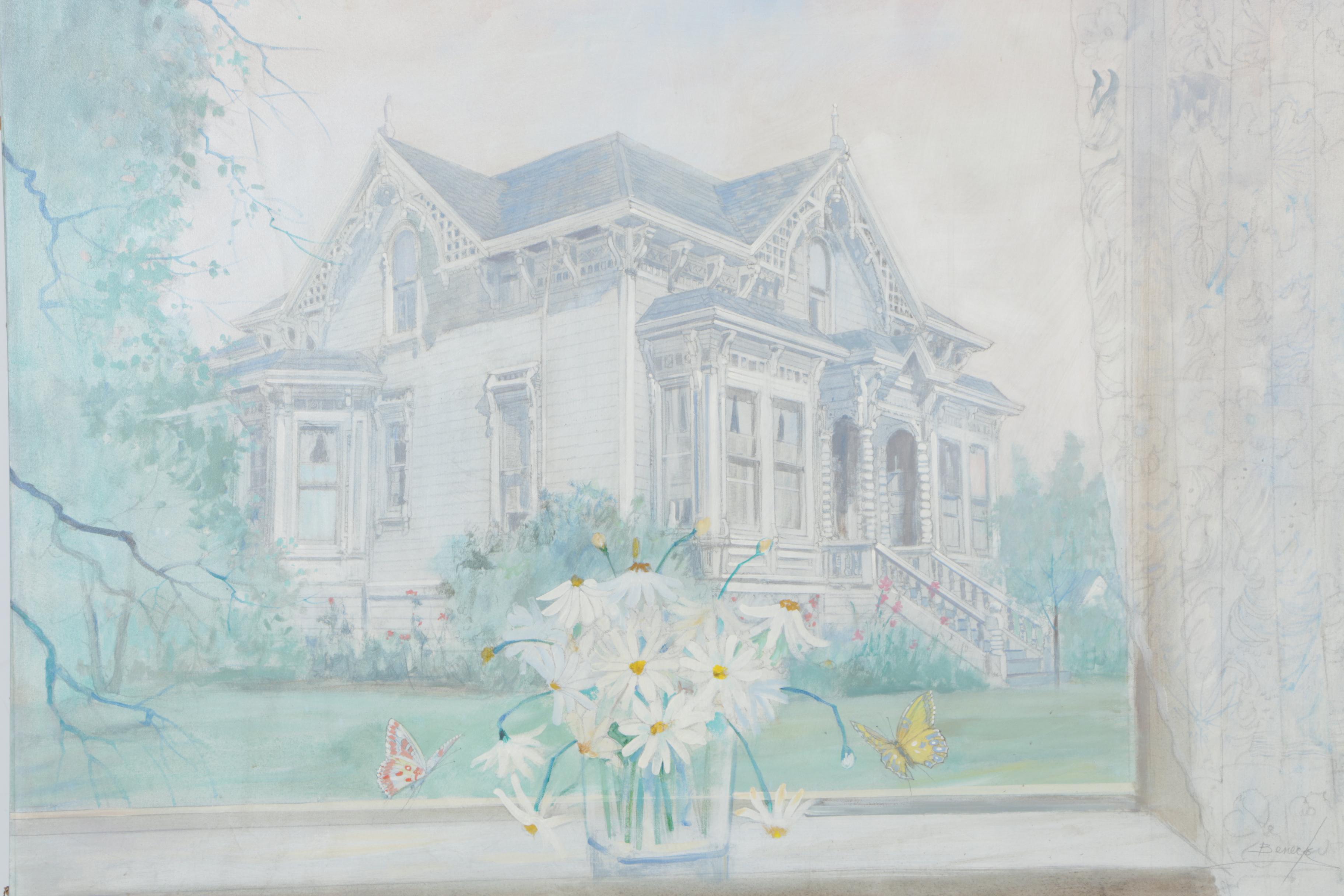 William Benecke Oil On Canvas "Victorian House"