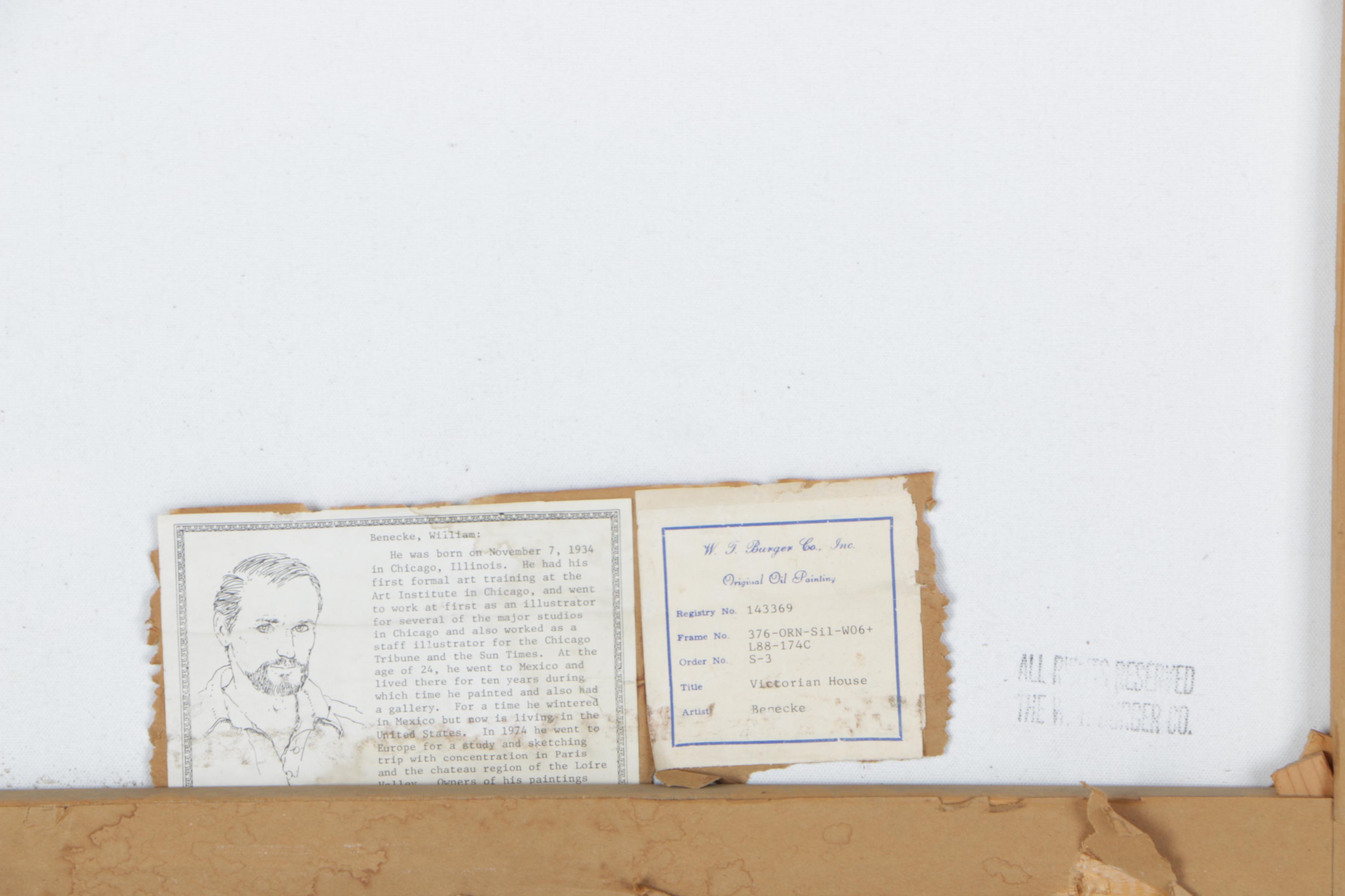 William Benecke Oil On Canvas "Victorian House"