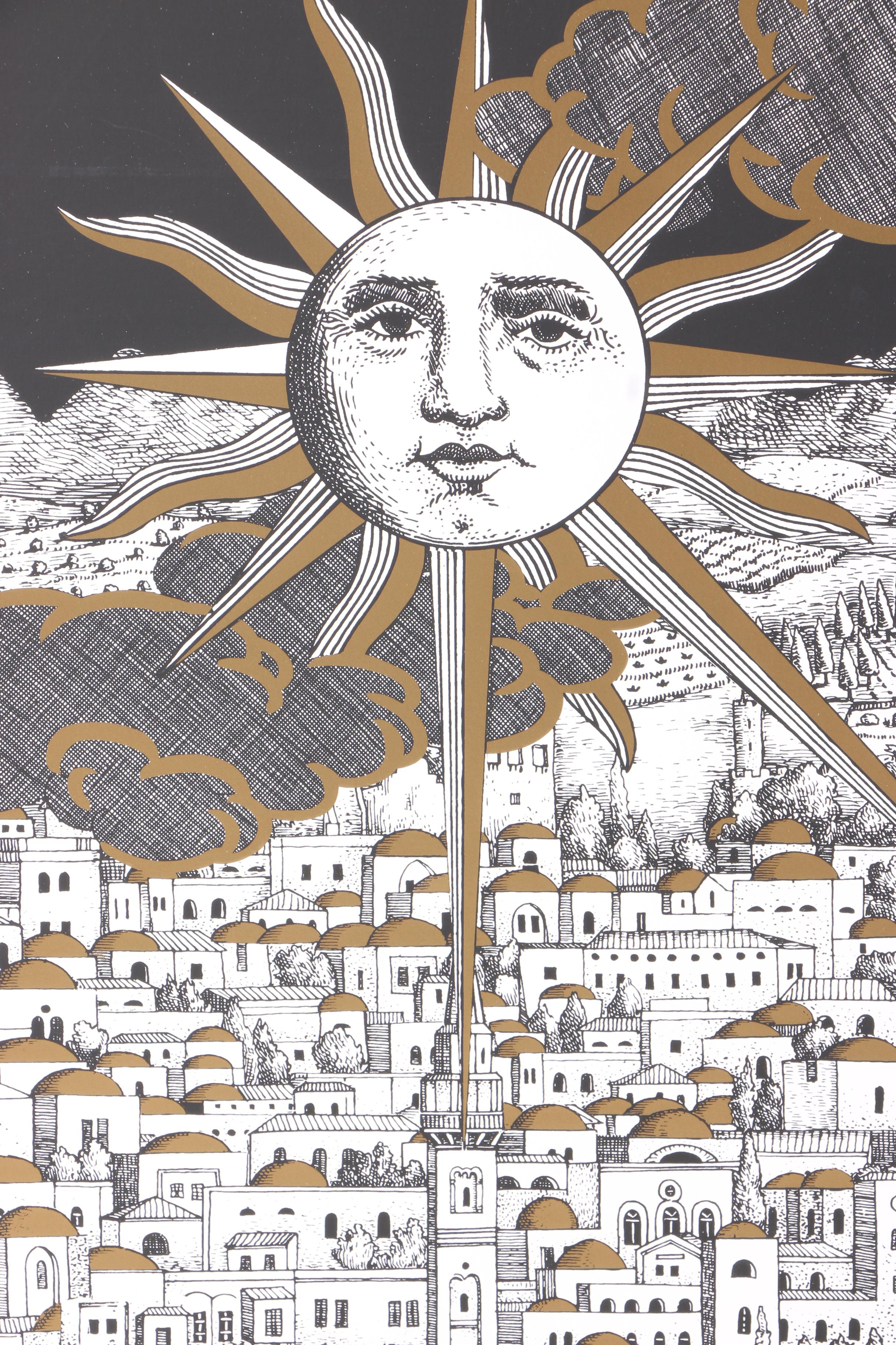 Piero Fornasetti Serigraph on Paper "Sole a Gerusalemme"