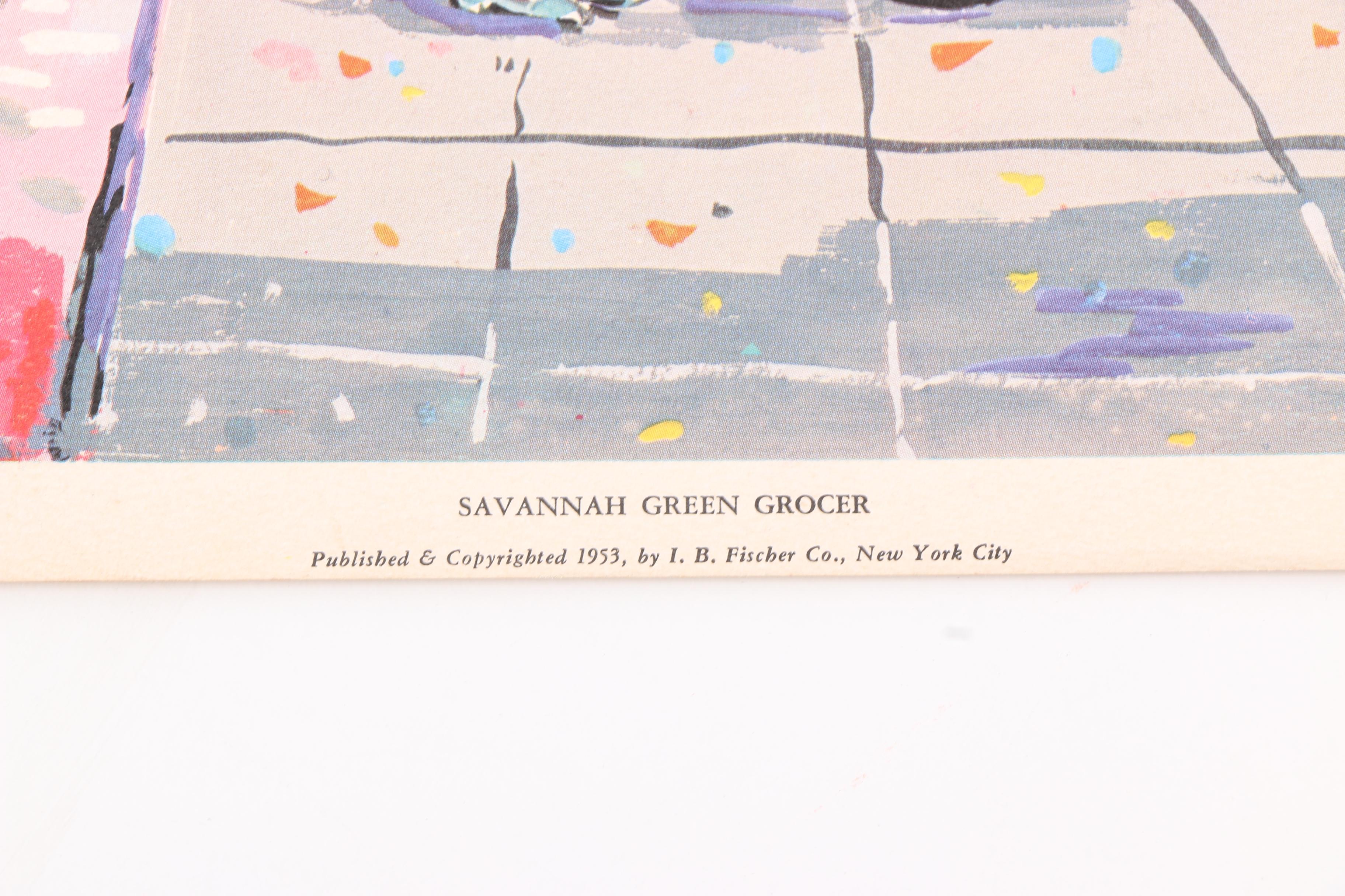 Offset Lithograph After Sikat of American Street Scenes