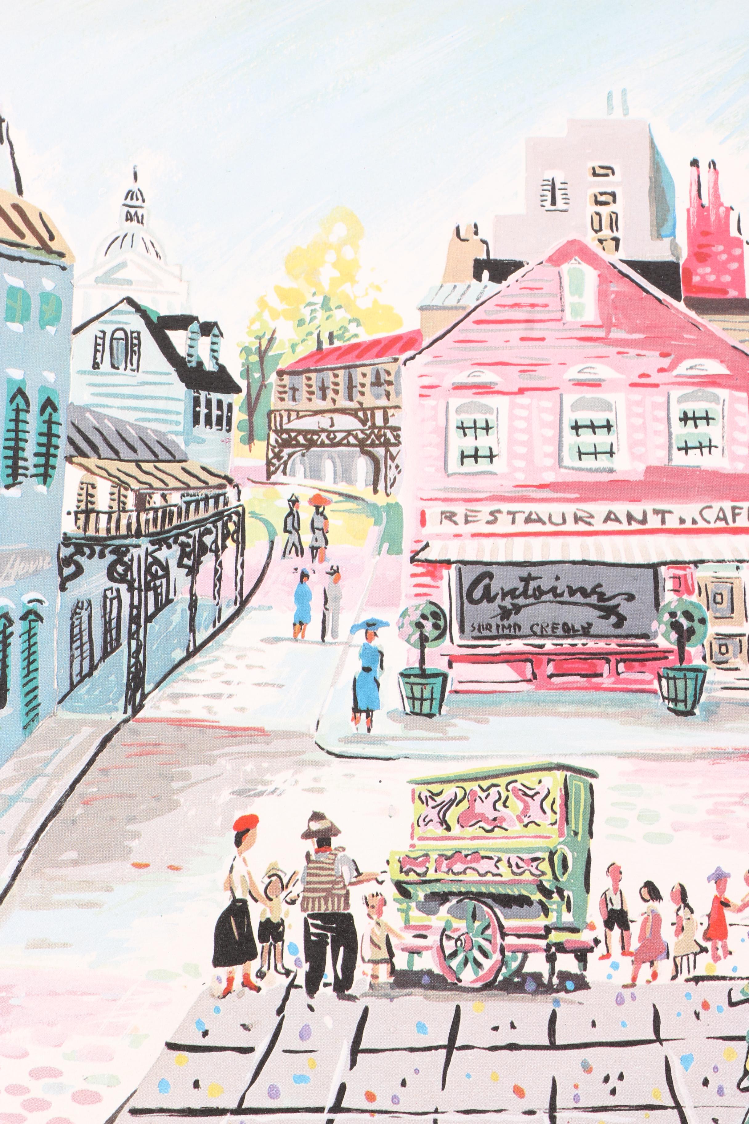 Offset Lithograph After Sikat of American Street Scenes