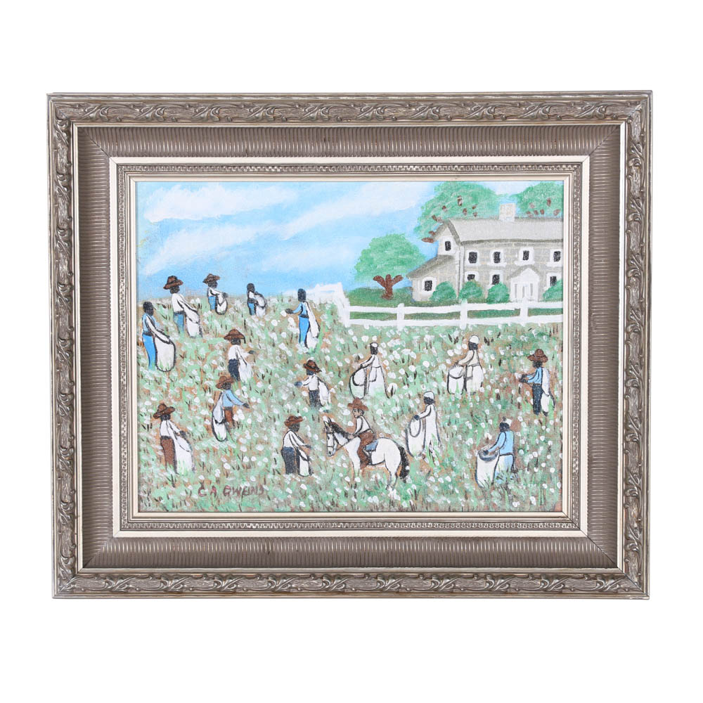 Original Folk Art Painting by Charles A Owens (1922-1997)