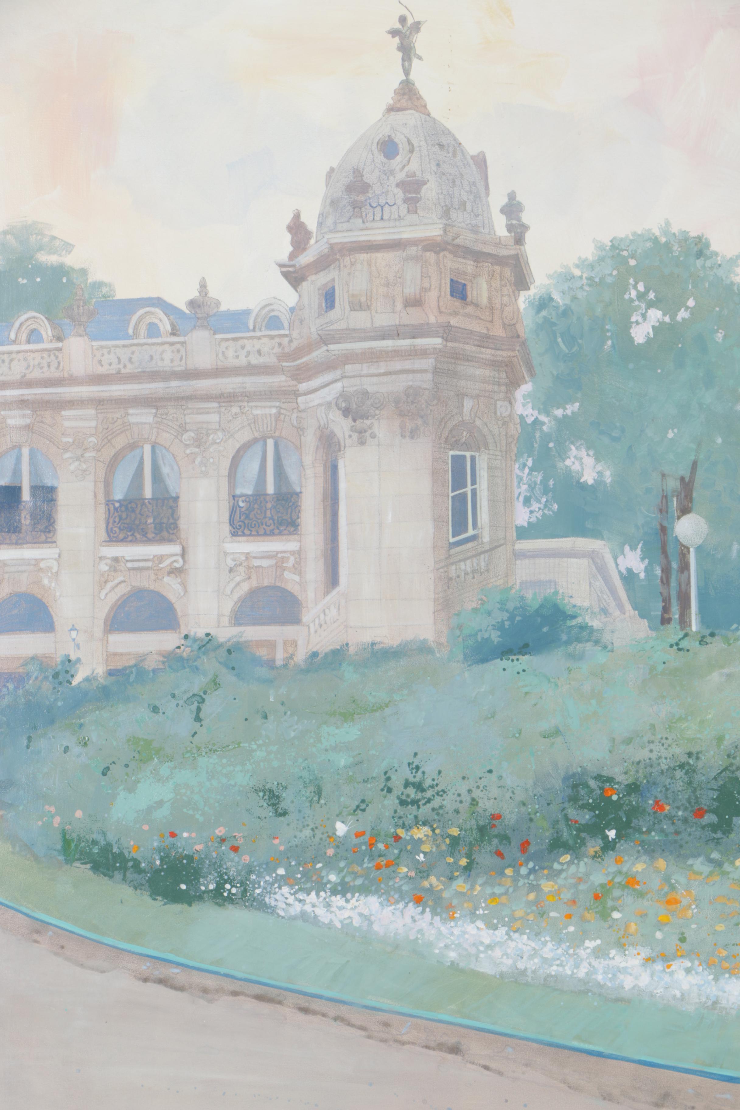 William Benecke Oil On Canvas "Garden In Paris"