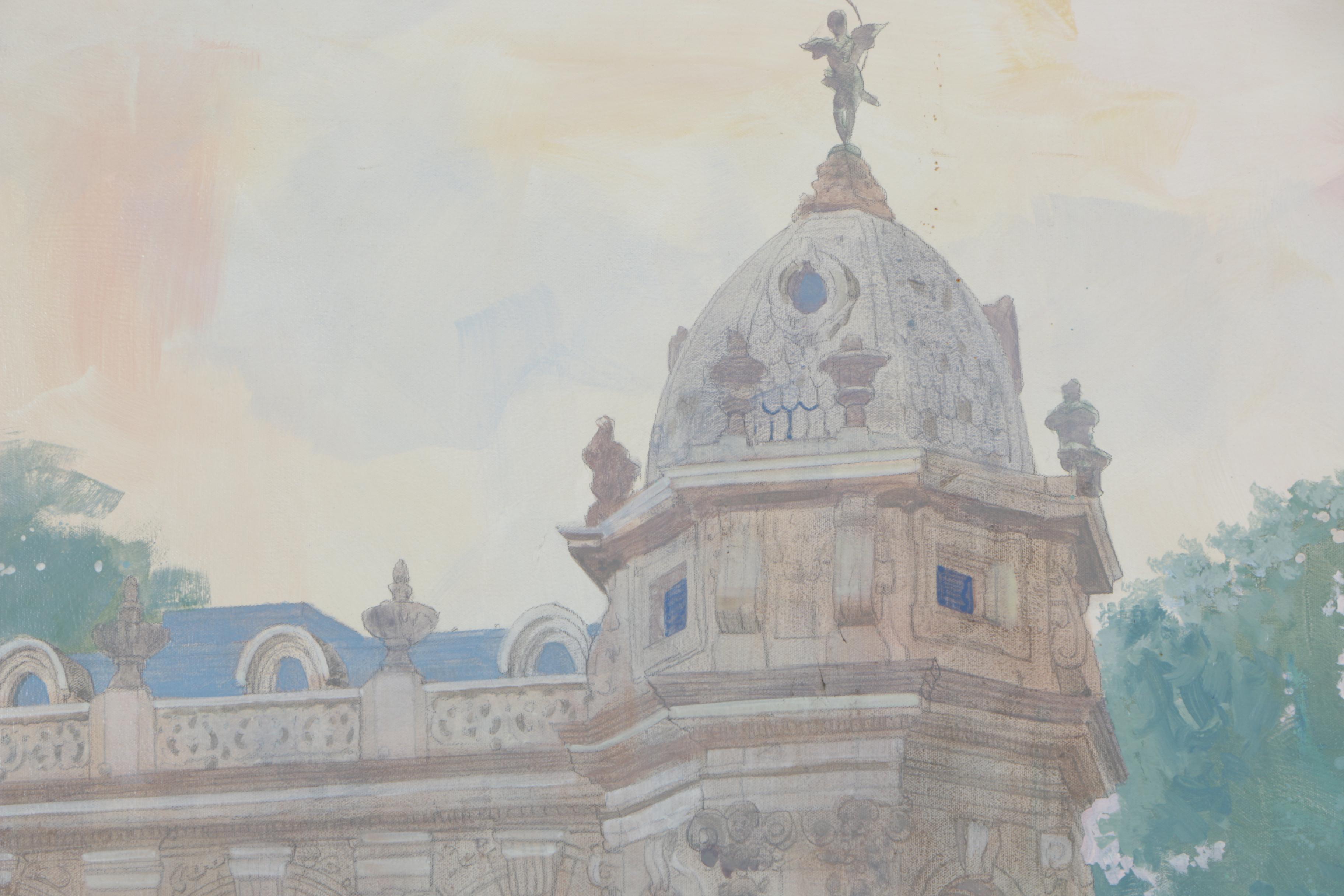 William Benecke Oil On Canvas "Garden In Paris"