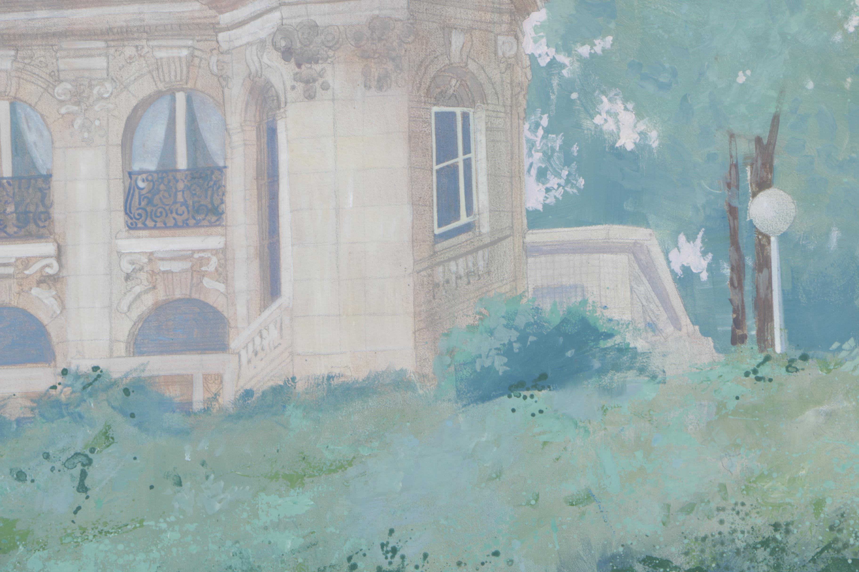 William Benecke Oil On Canvas "Garden In Paris"