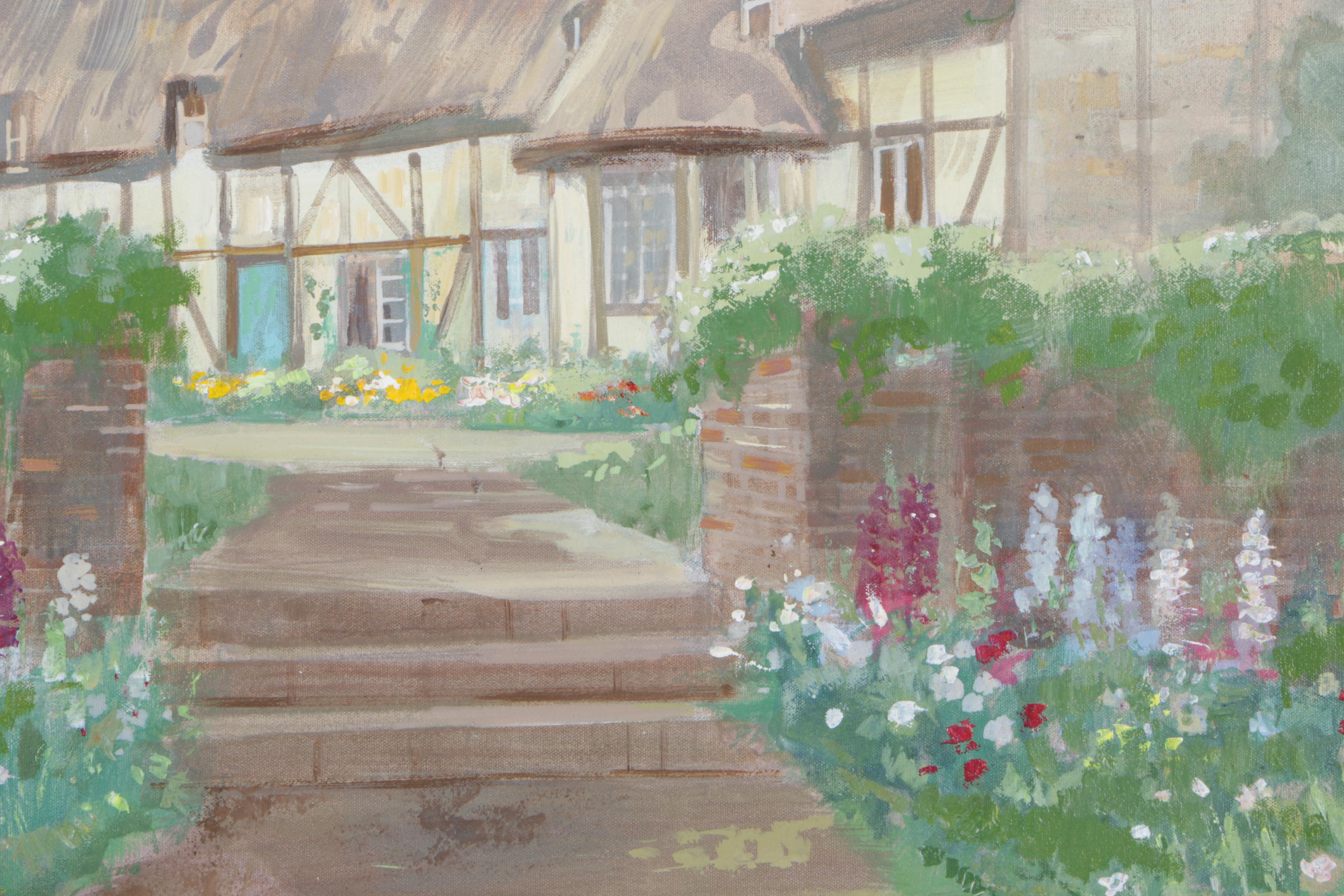 William Benecke Oil Painting On Canvas "Garden, Sussex"