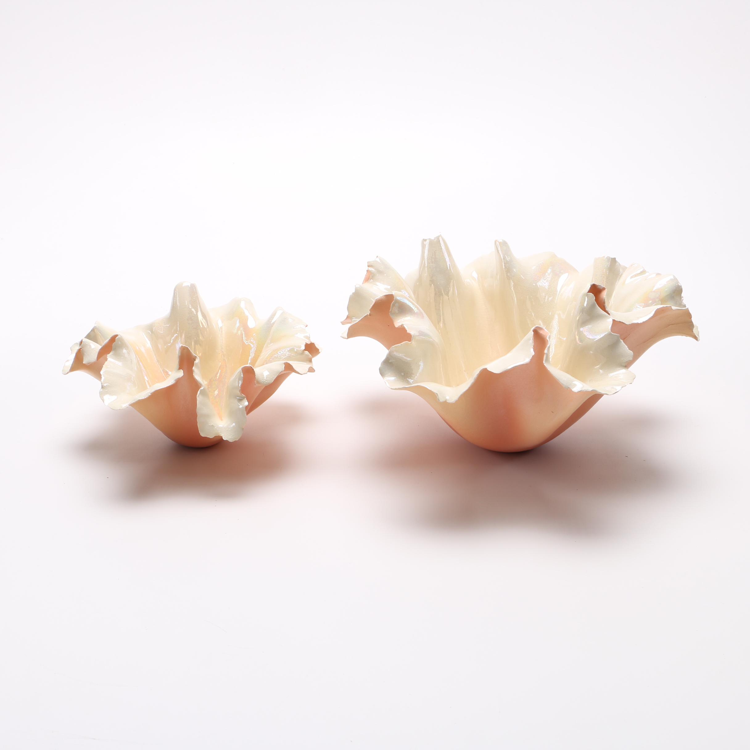 Handbuilt Pink Porcelain Handkerchief Bowls