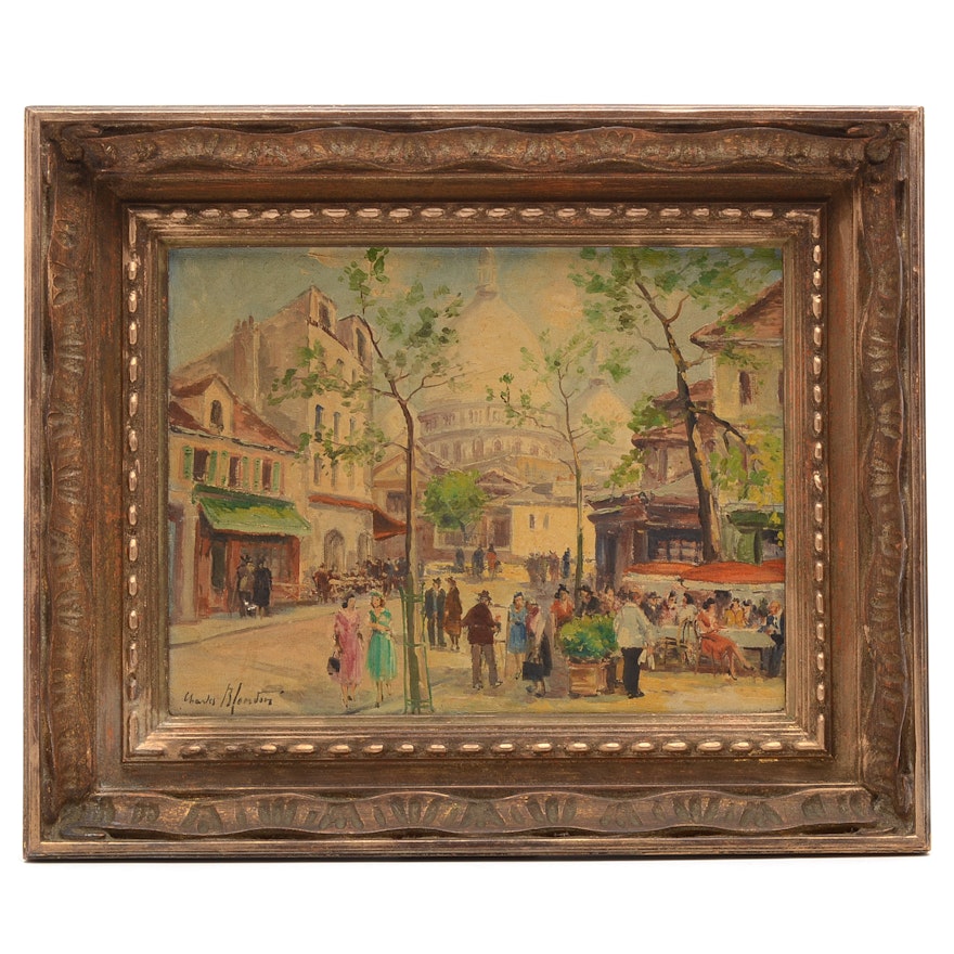 Charles Blondin Original Oil on Canvas of Parisian Street Scene
