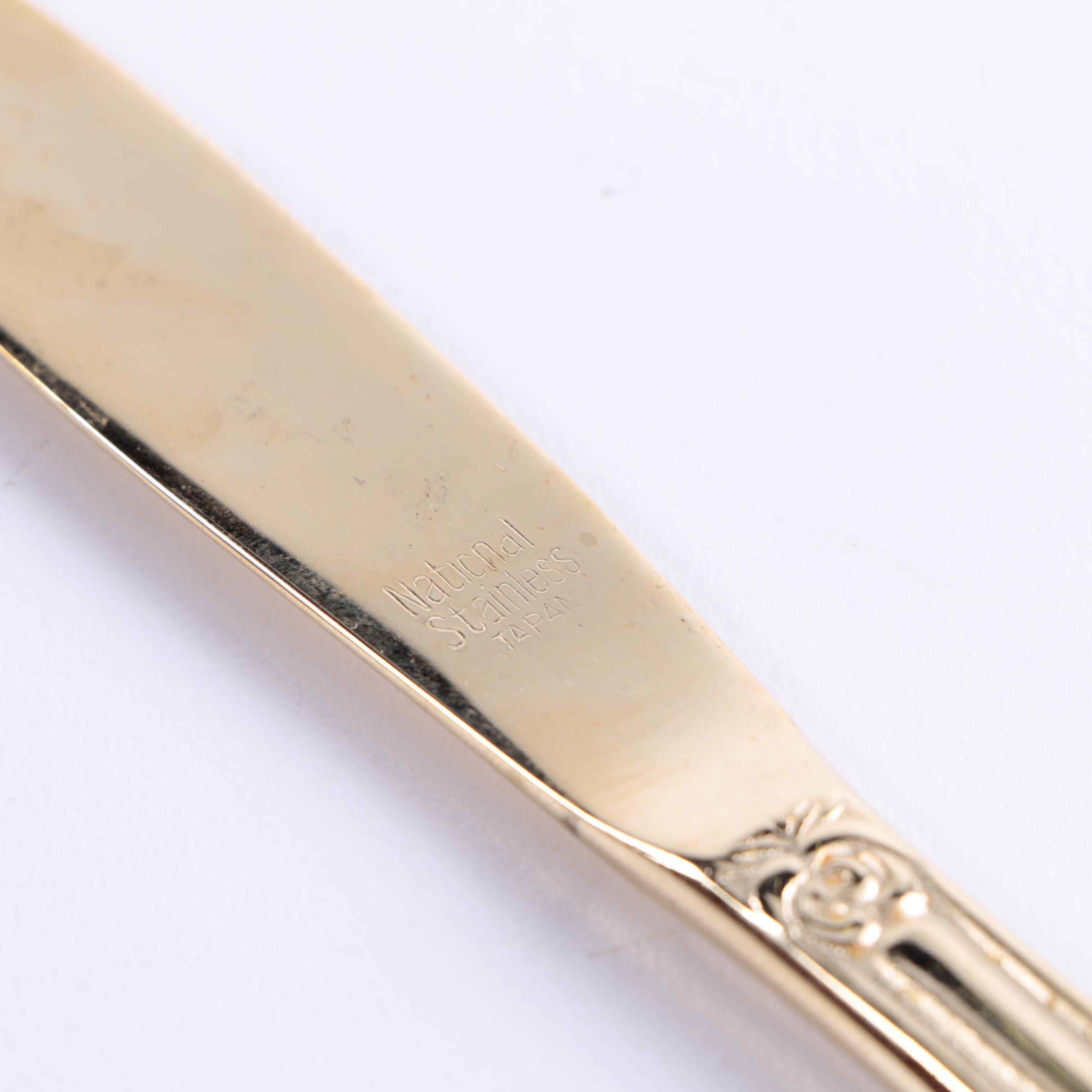 National Stainless Gold Toned Stainless Steel Flatware Set