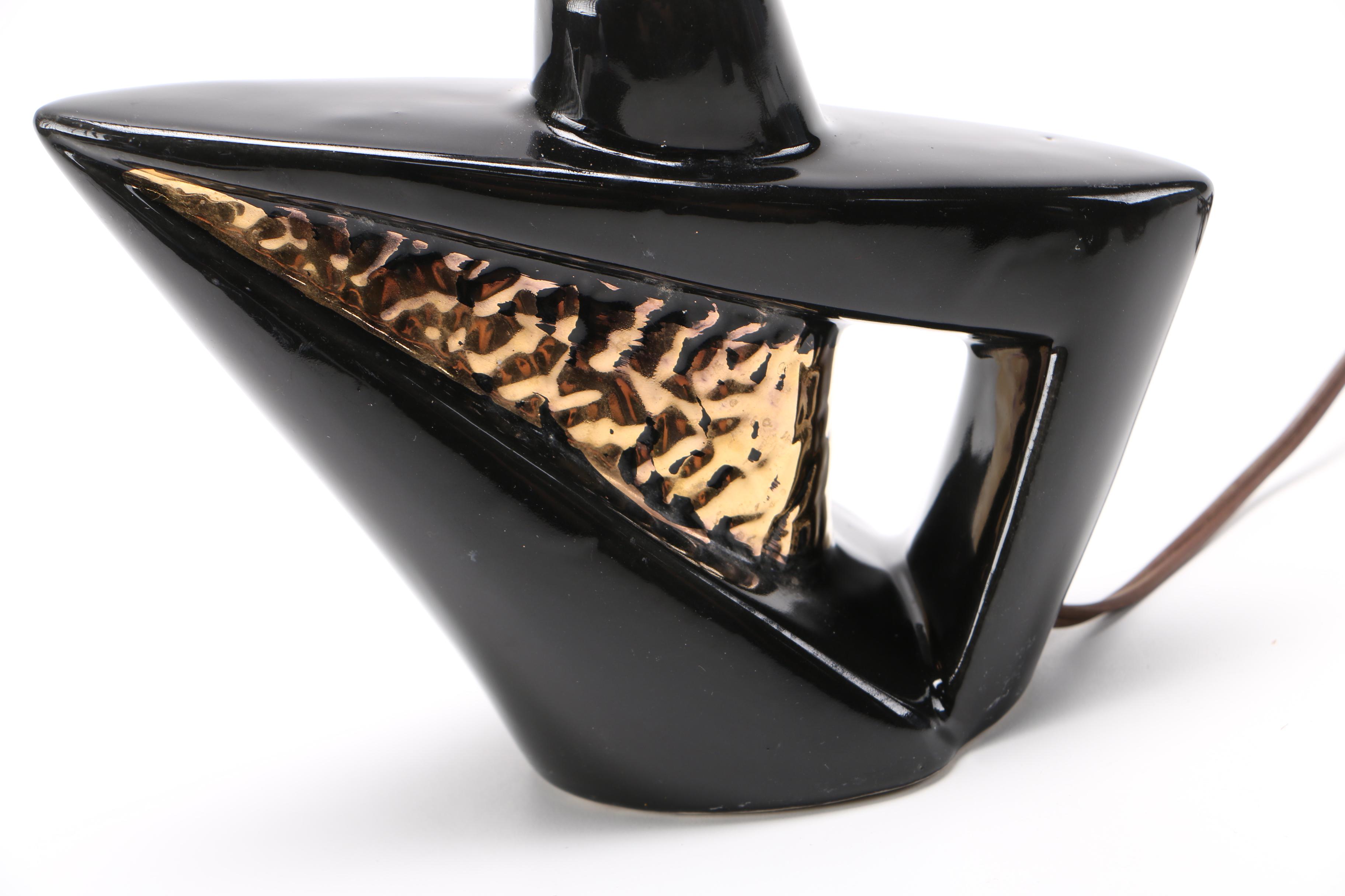 Pair of Black and Gold Ceramic Table Lamps