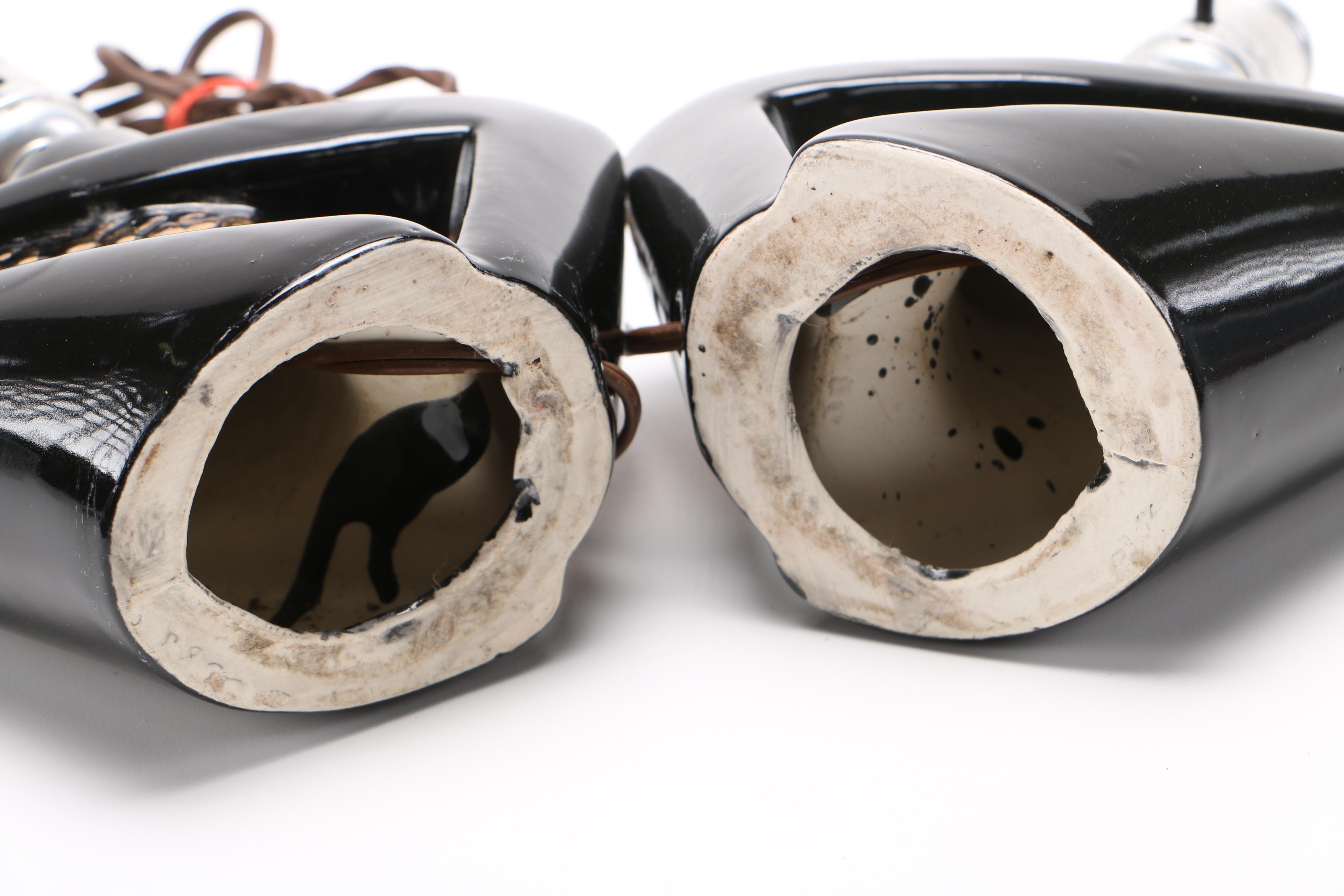 Pair of Black and Gold Ceramic Table Lamps