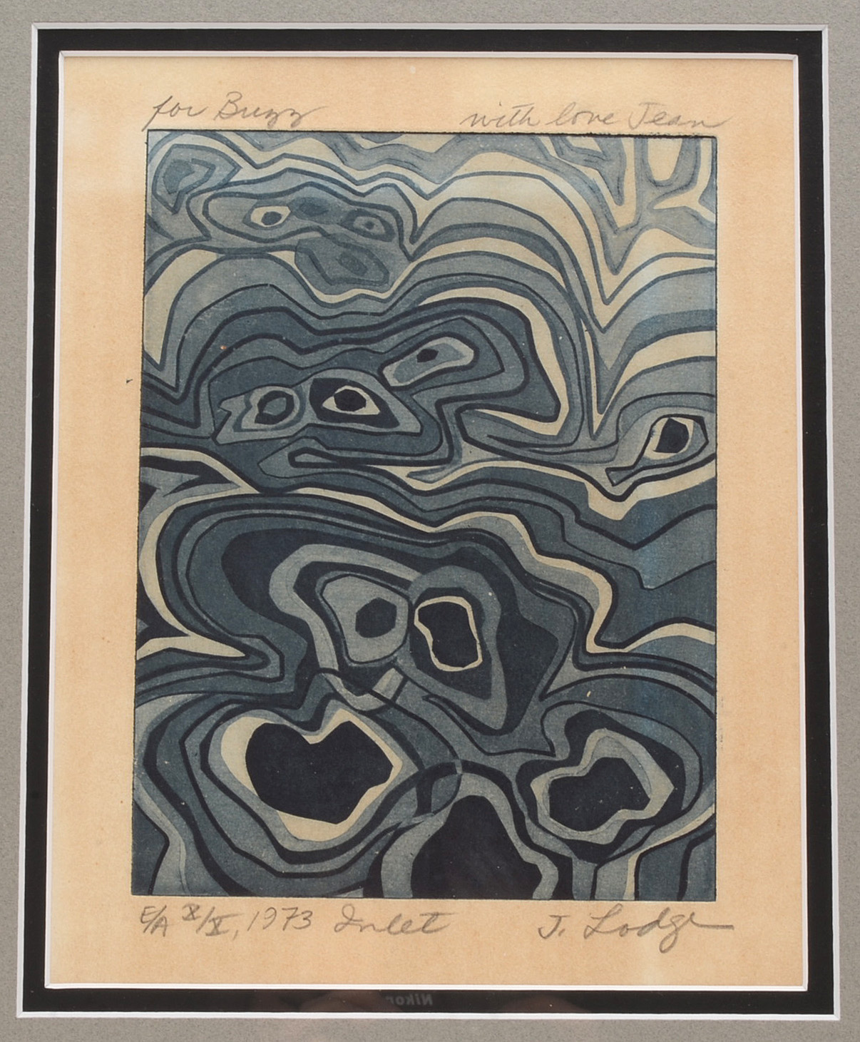 Jean Lodge 1973 Signed Limited Edition Artist's Proof Aquatint Etching "Inlet"