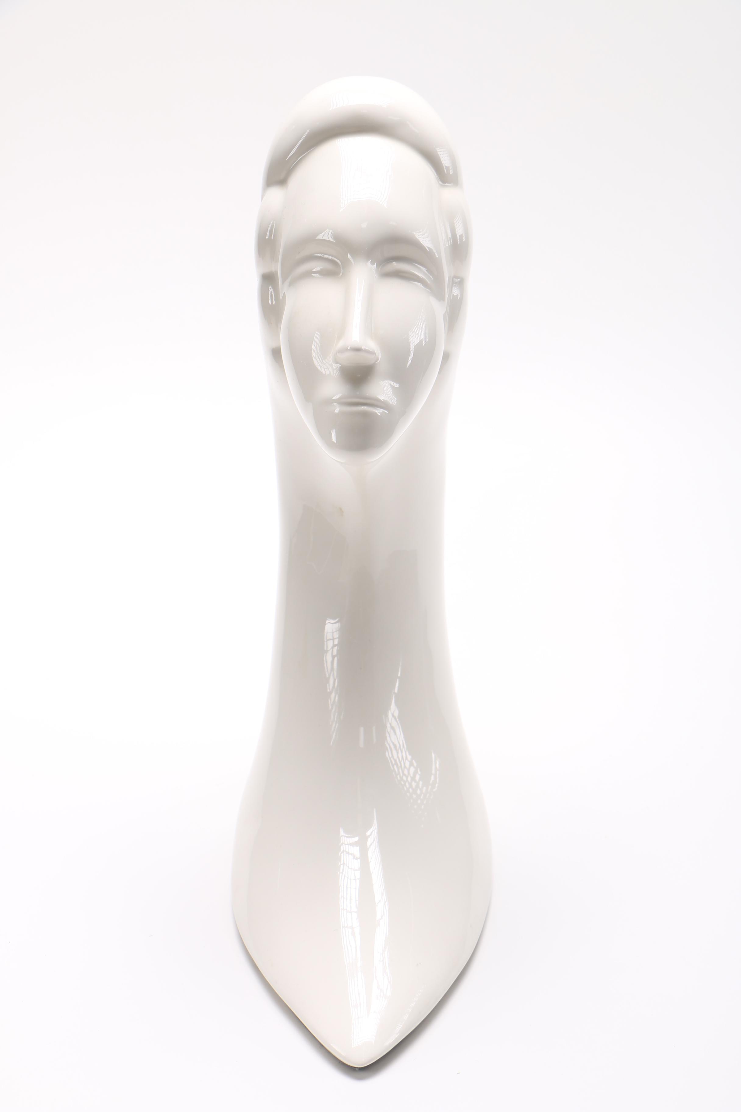 Porcelain Art Deco Style Woman's Head Sculpture