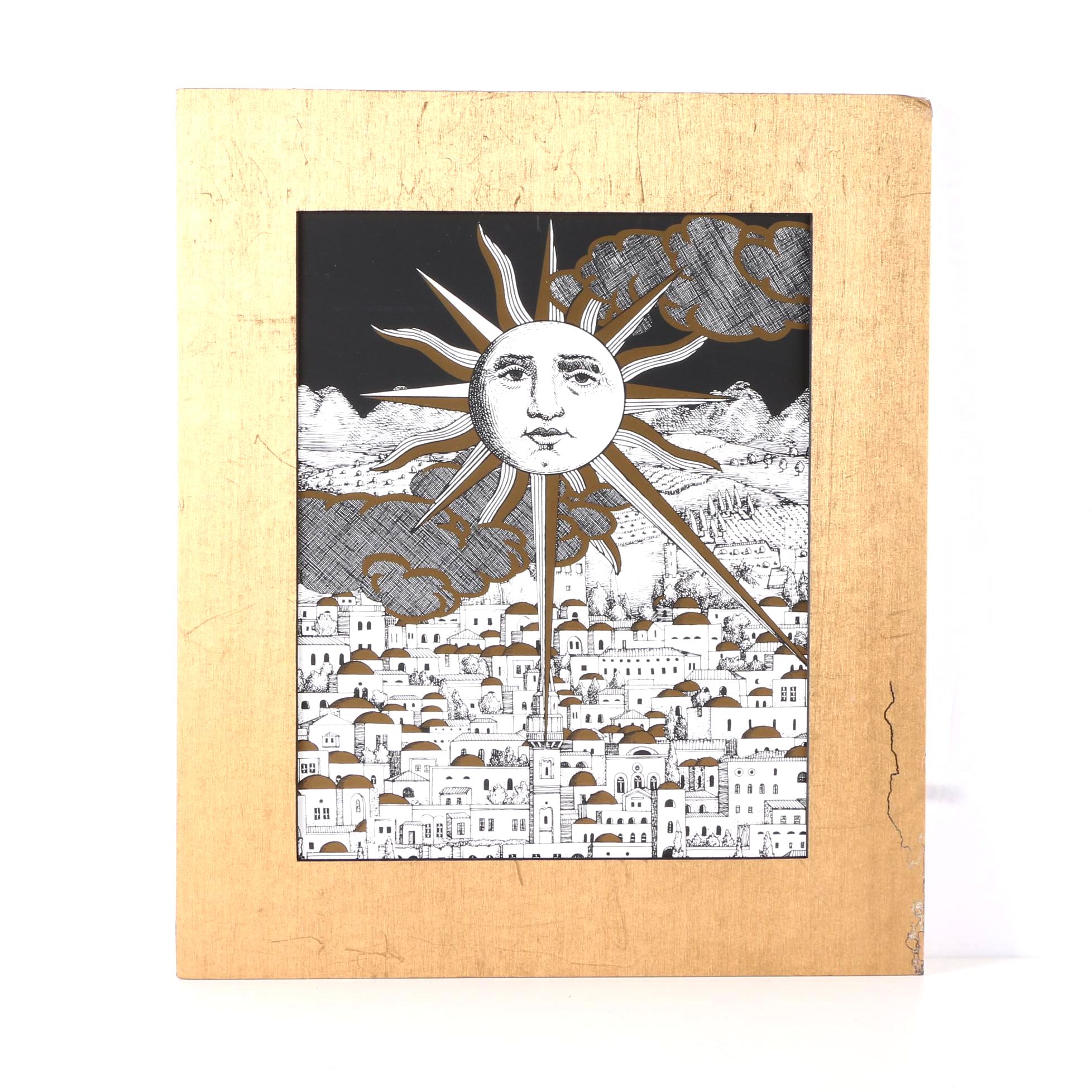 Piero Fornasetti Serigraph on Paper "Sole a Gerusalemme"