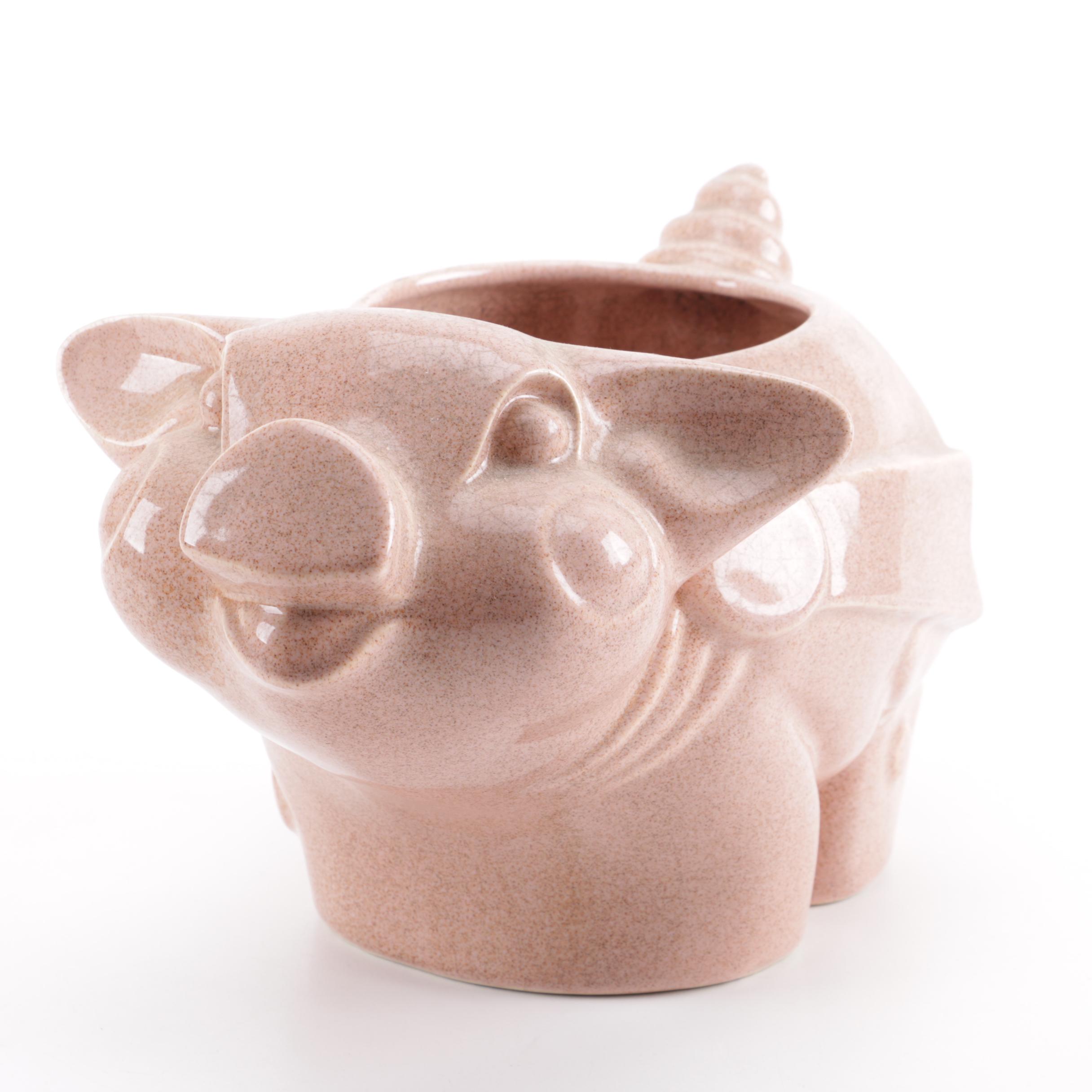 Vintage Pink Pig Cookie Jar