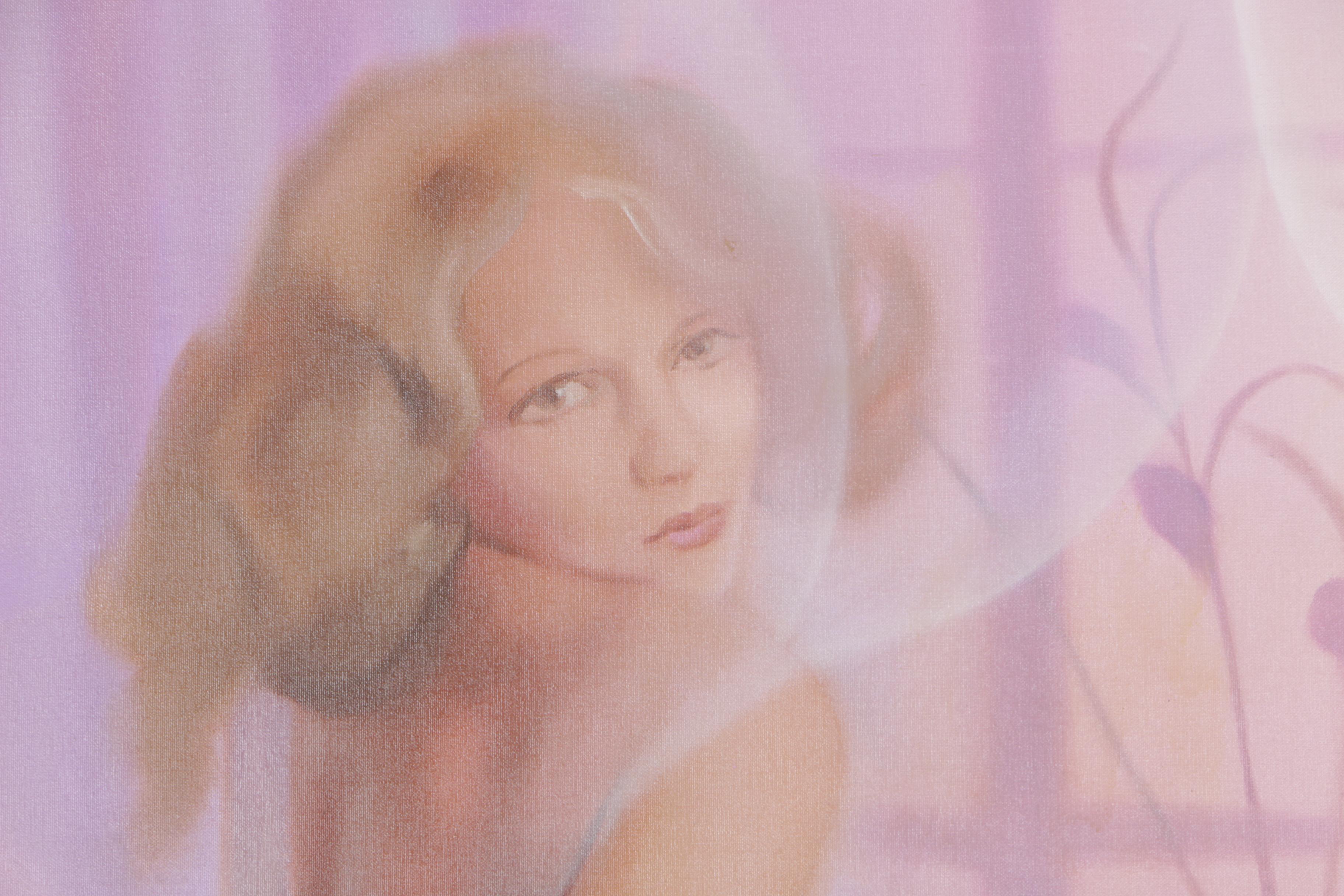 Lisandro Lopez Baylon Acrylic Painting on Canvas Portrait of a Nude Woman