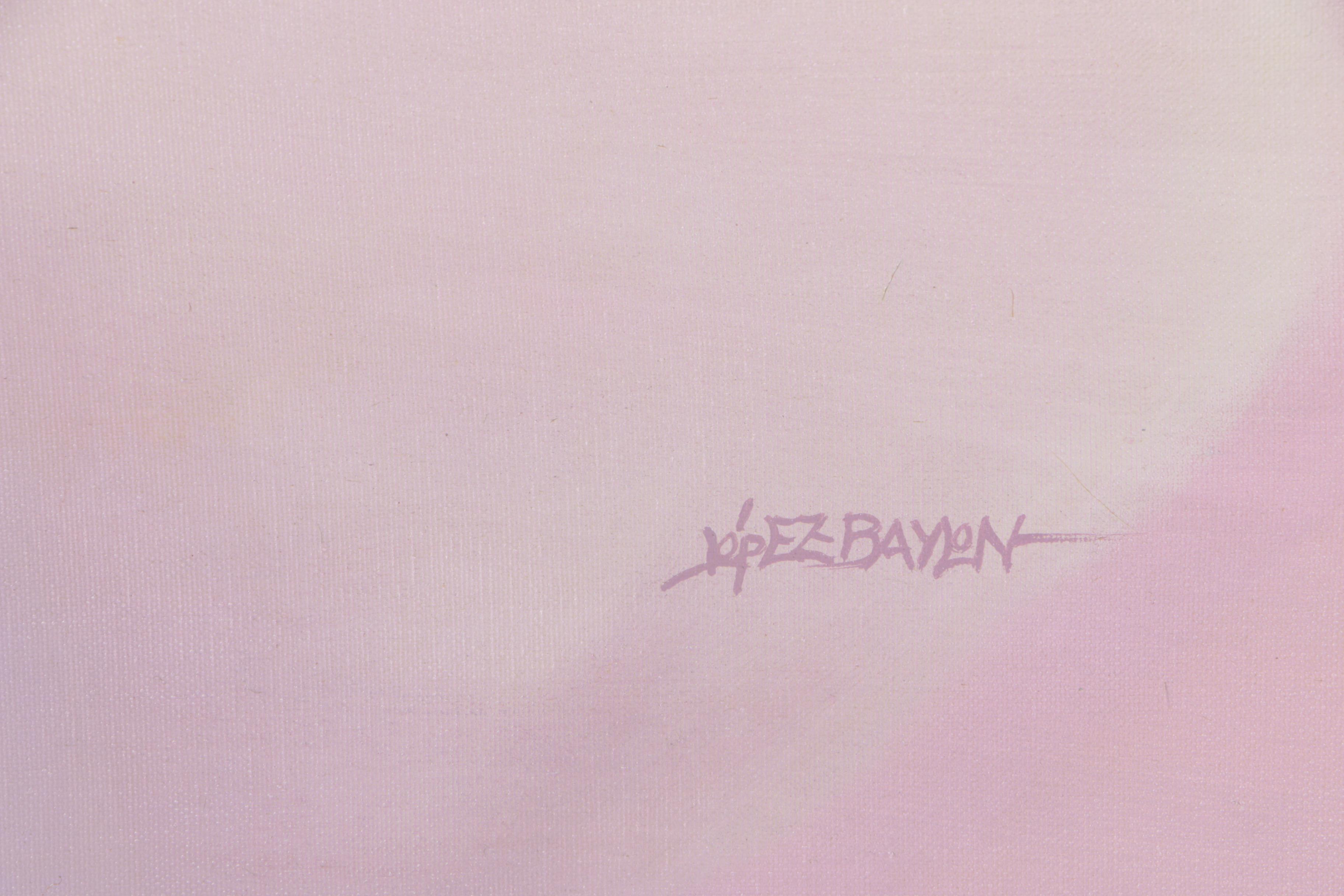 Lisandro Lopez Baylon Acrylic Painting on Canvas Portrait of a Nude Woman