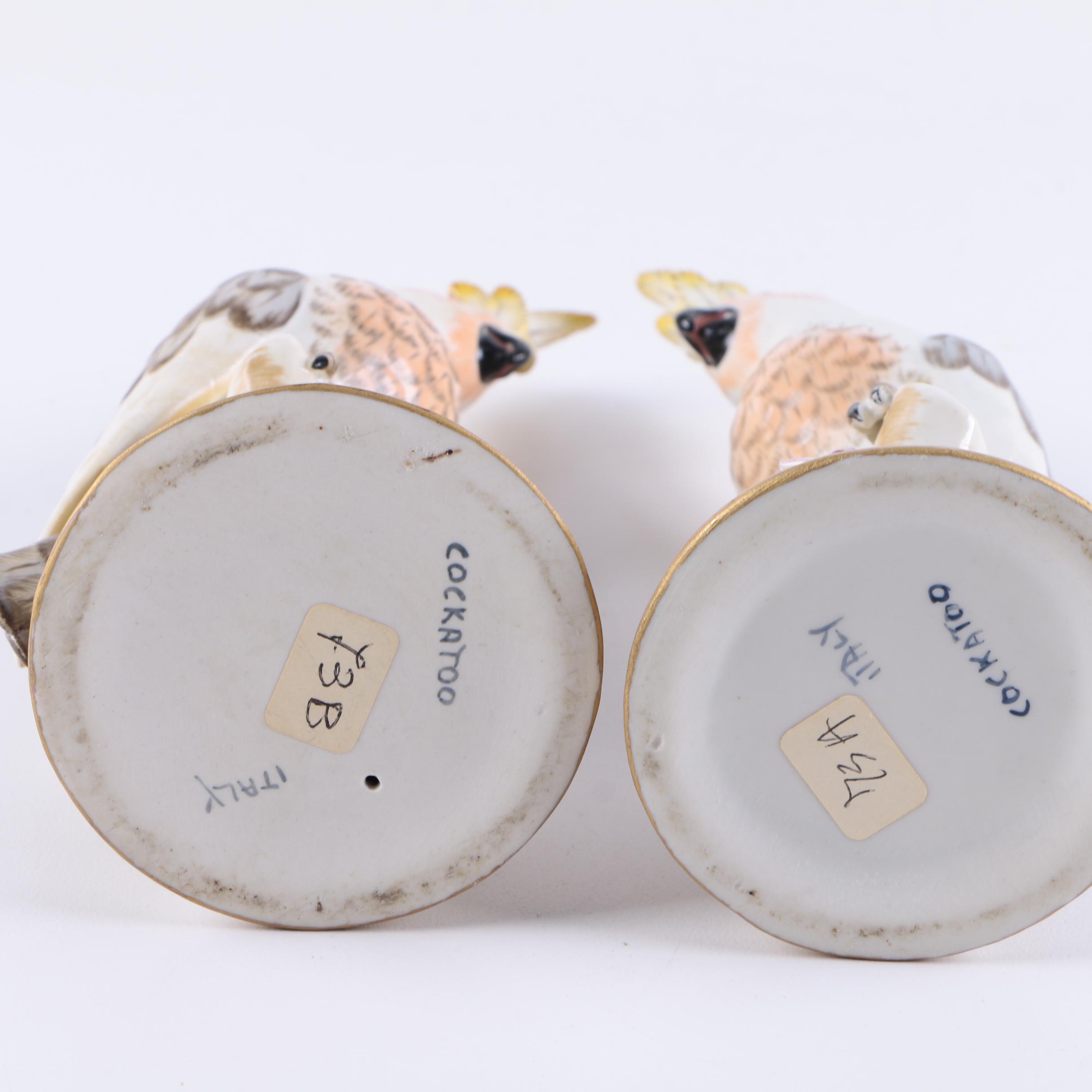 Two Hand Painted Italian Cockatoo Figurines