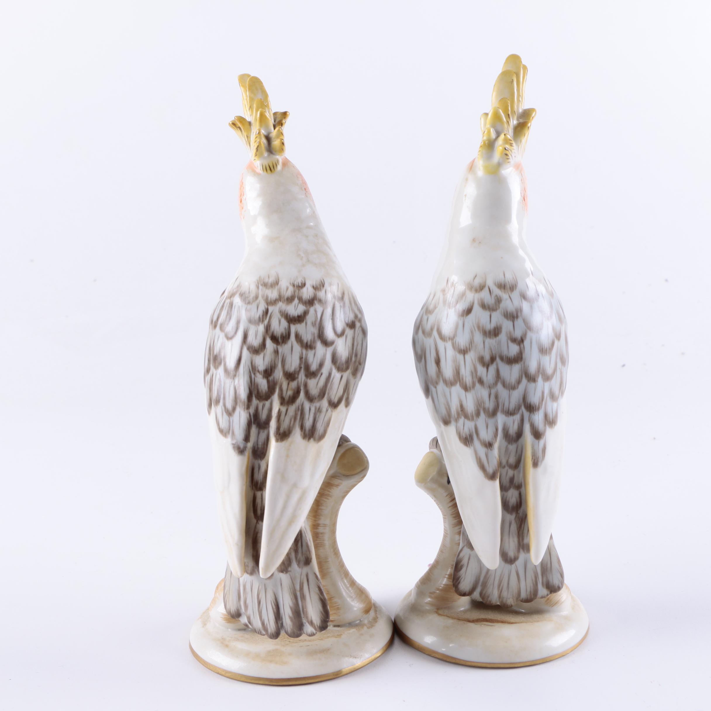 Two Hand Painted Italian Cockatoo Figurines