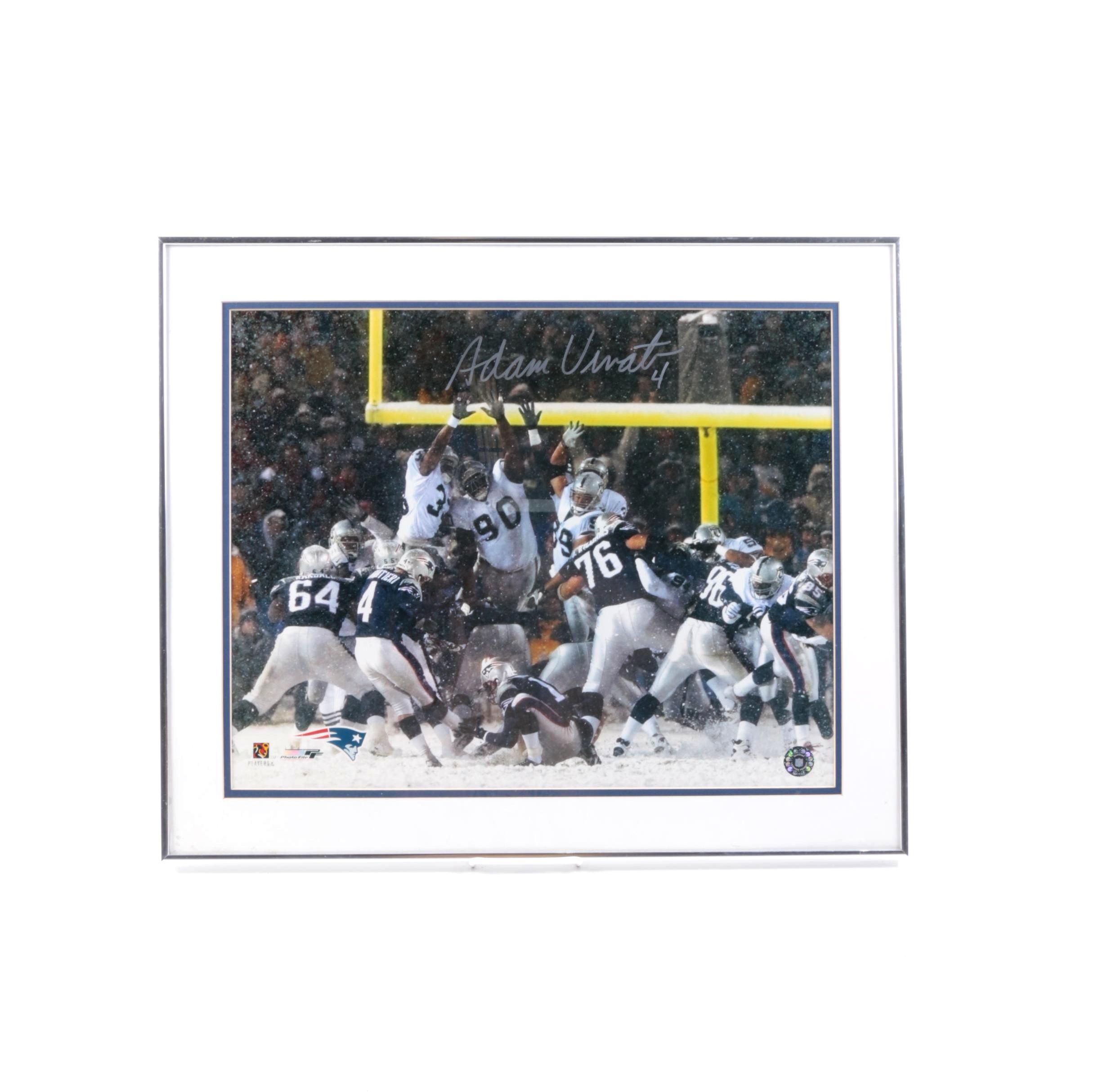 New England Patriots "Snow Kick" Photograph Autographed By Adam Vinatieri