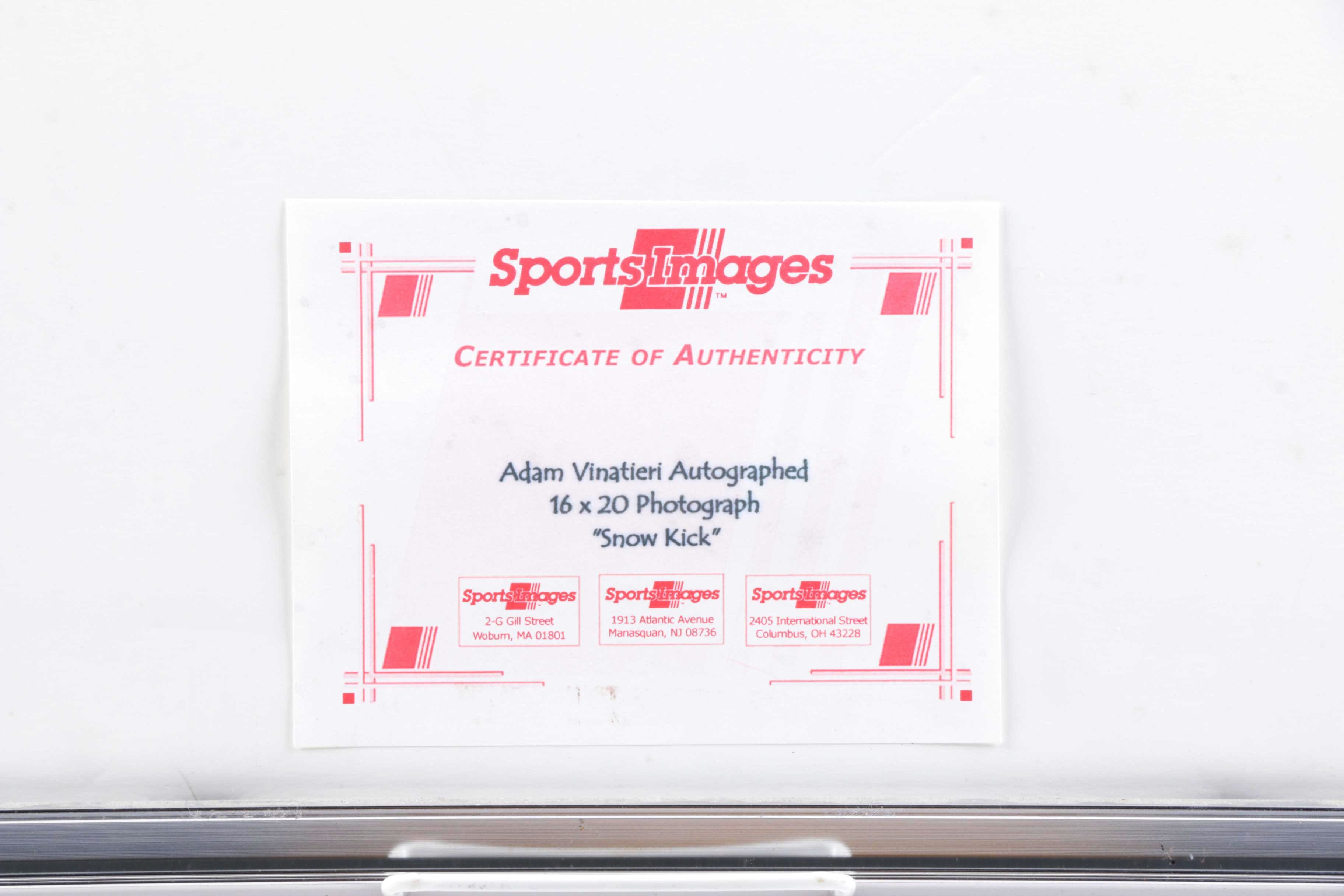 New England Patriots "Snow Kick" Photograph Autographed By Adam Vinatieri