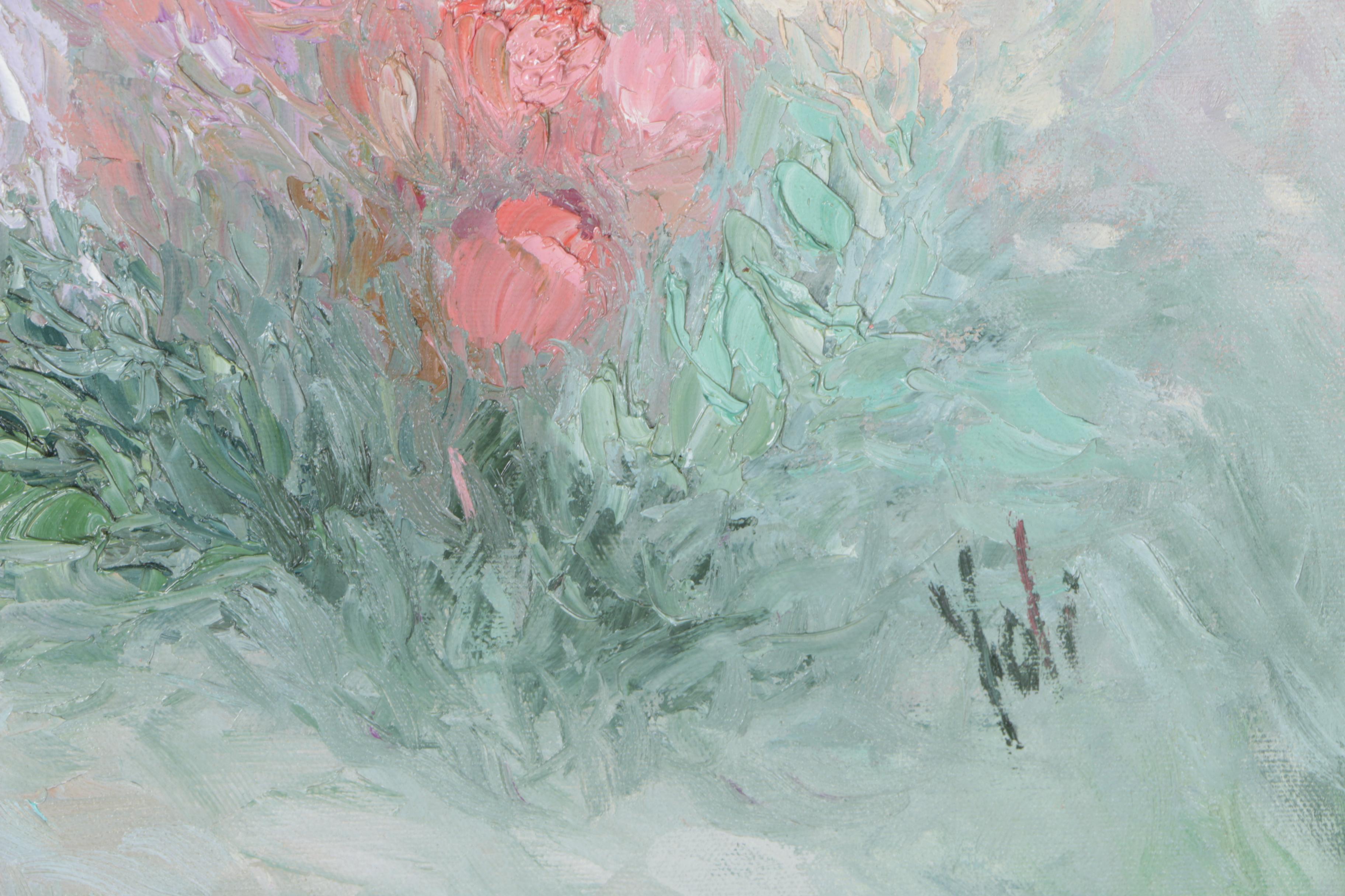 Yolanda Razzeto Acrylic Painting on Canvas "Garden Landscape"