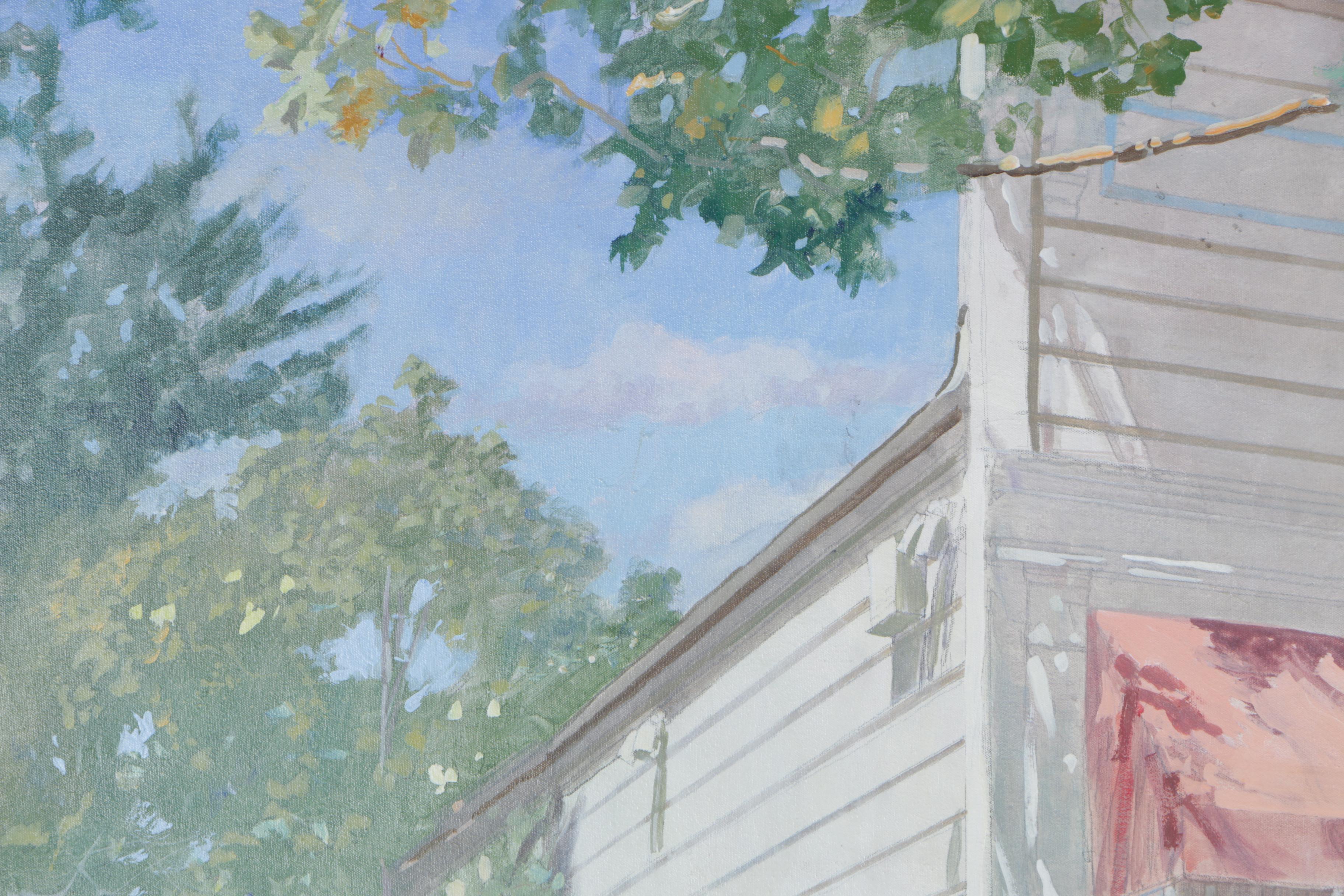 William Benecke Oil Painting on Canvas "Garden Restaurant"