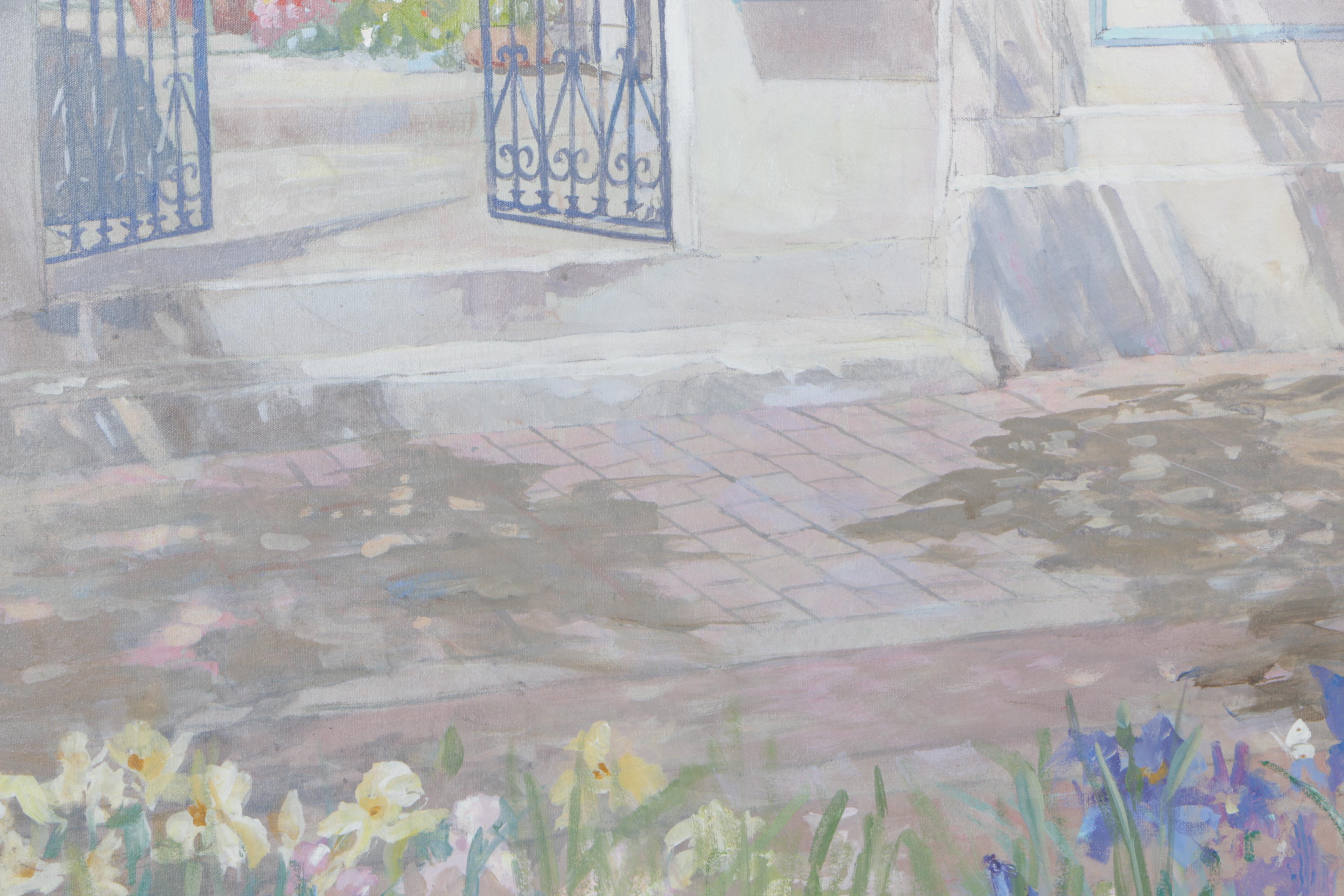 William Benecke Oil Painting on Canvas "Garden Restaurant"