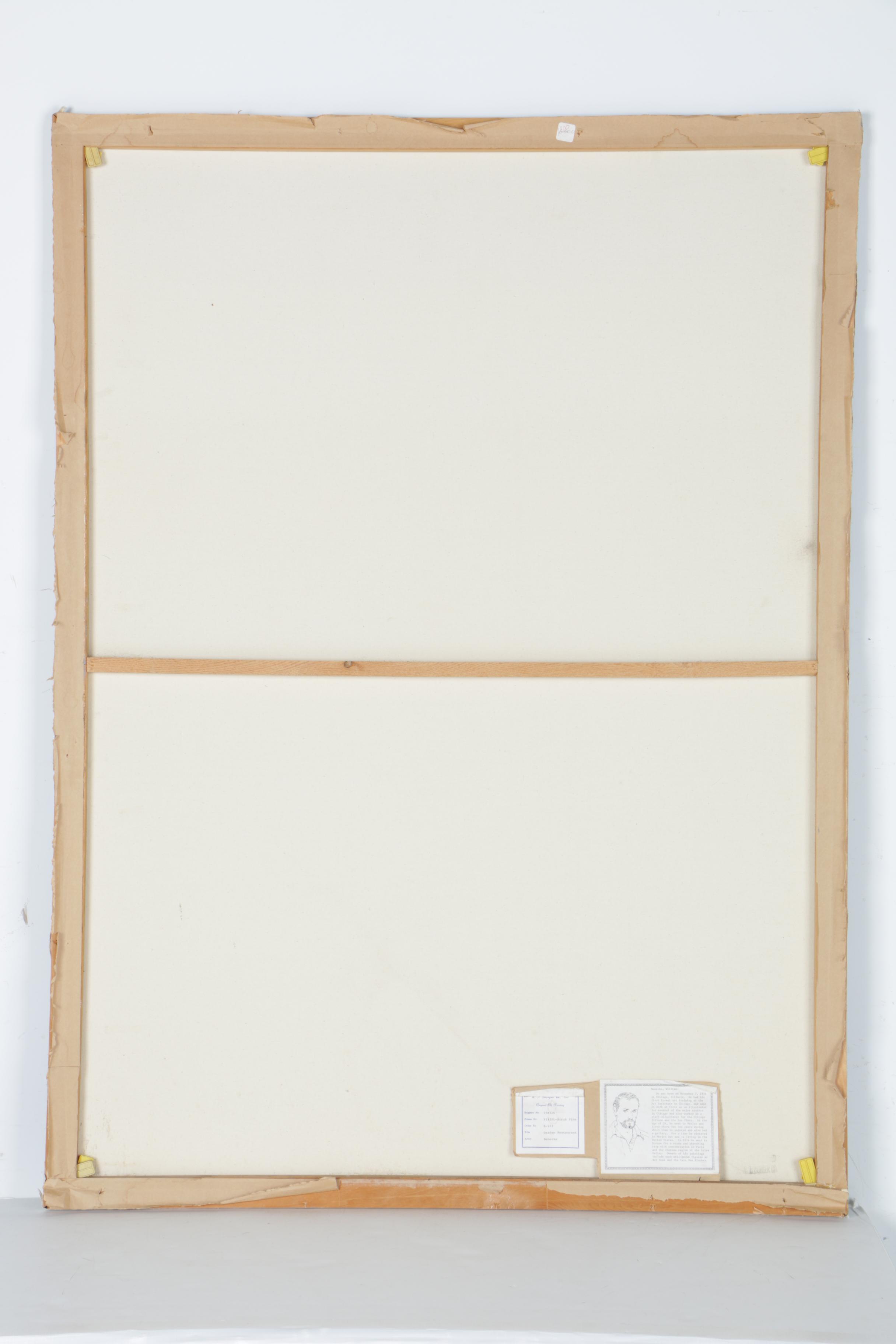 William Benecke Oil Painting on Canvas "Garden Restaurant"