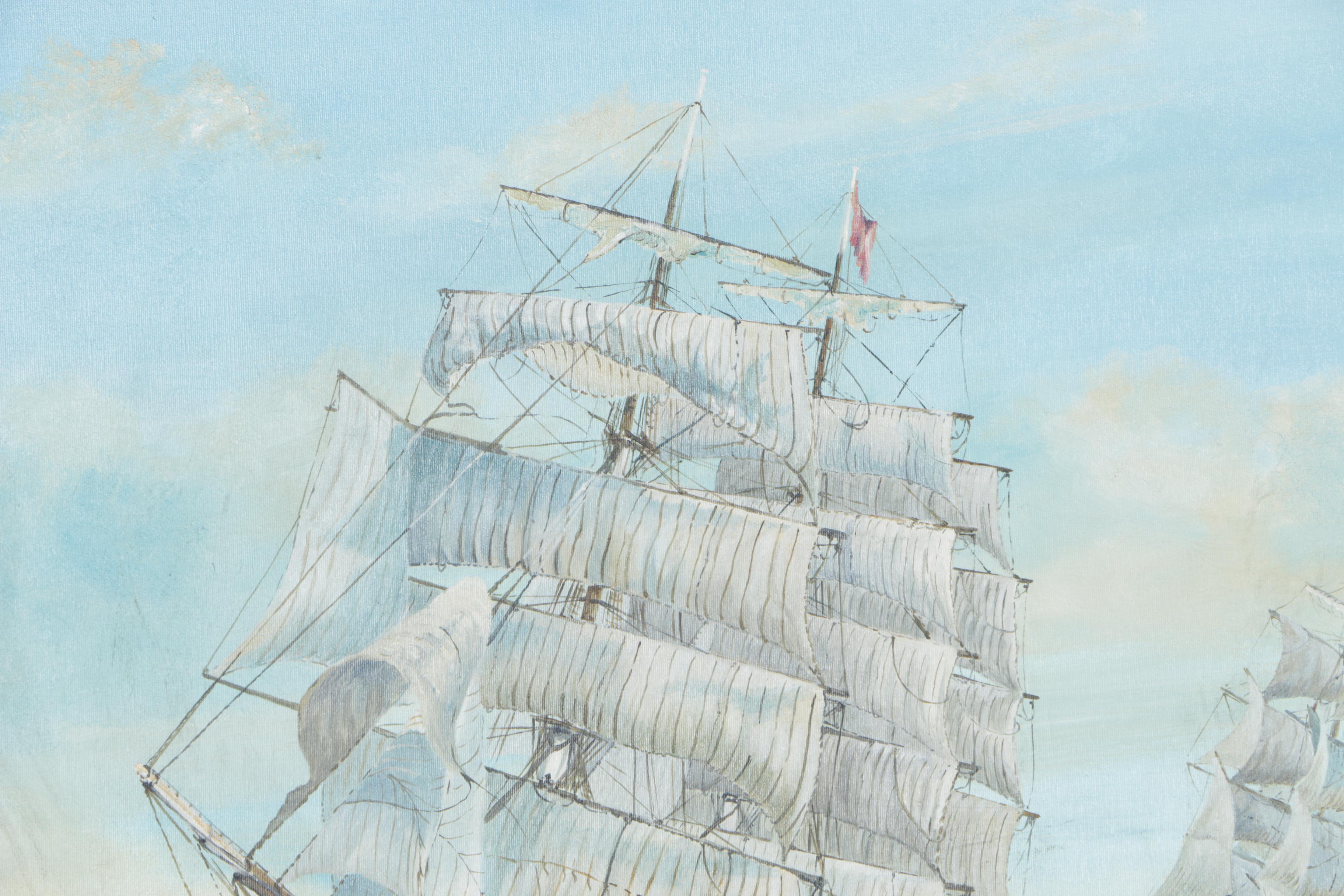 Philip John Boville Oil Painting on Canvas "Sailing Ships"