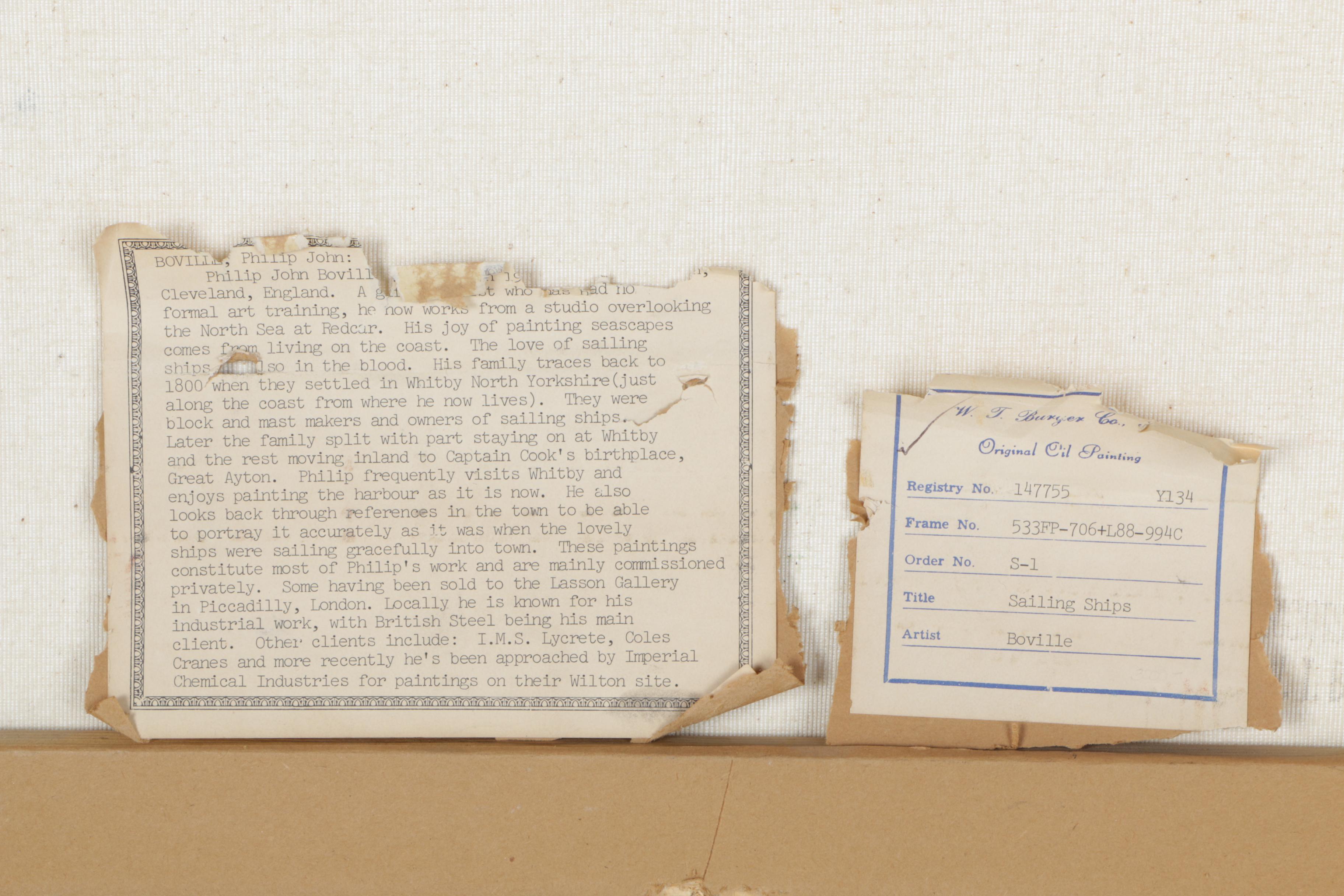 Philip John Boville Oil Painting on Canvas "Sailing Ships"