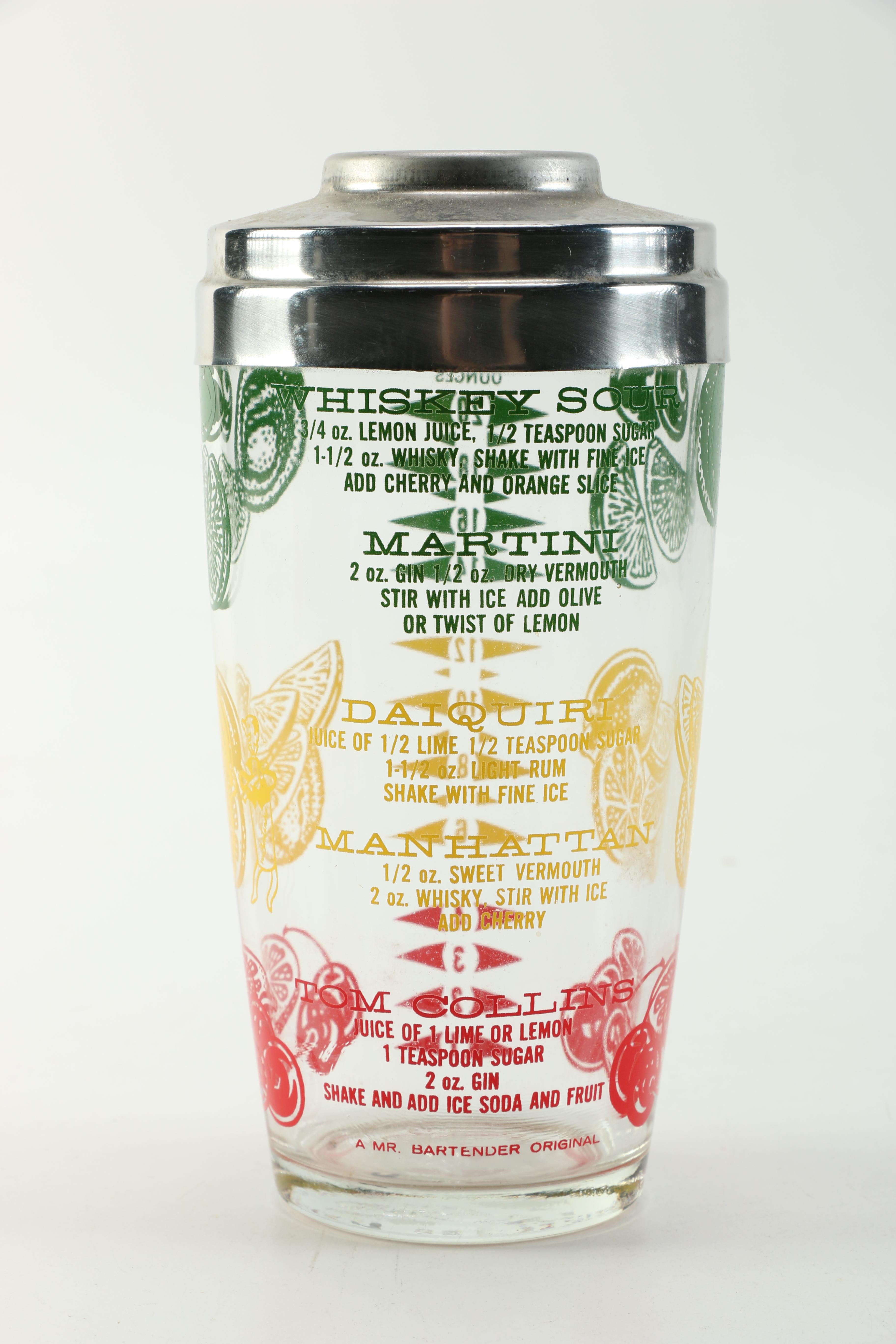 Vintage Top Hat Themed Colorful Barware