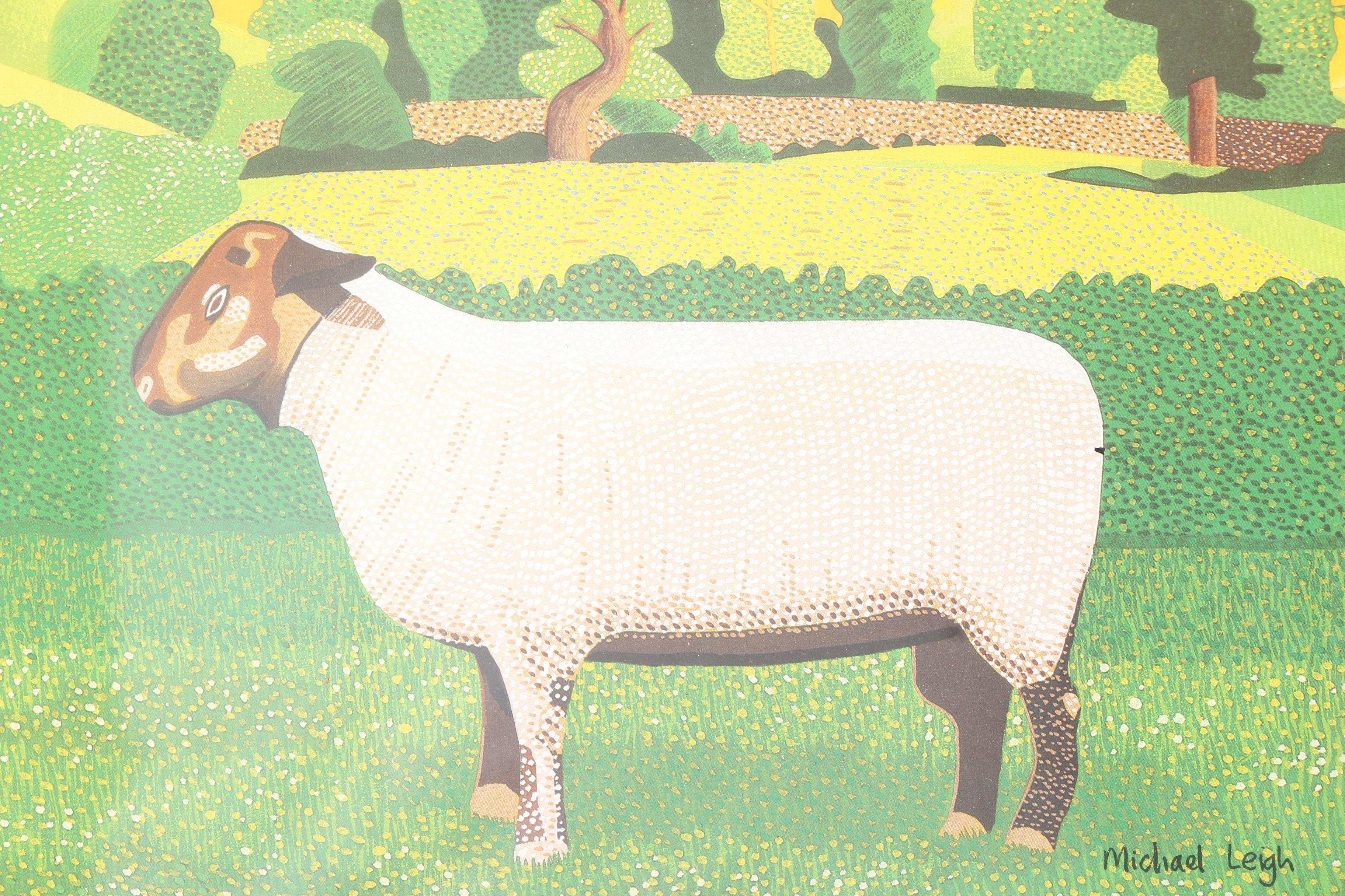 Framed Offset Lithograph of a Sheep