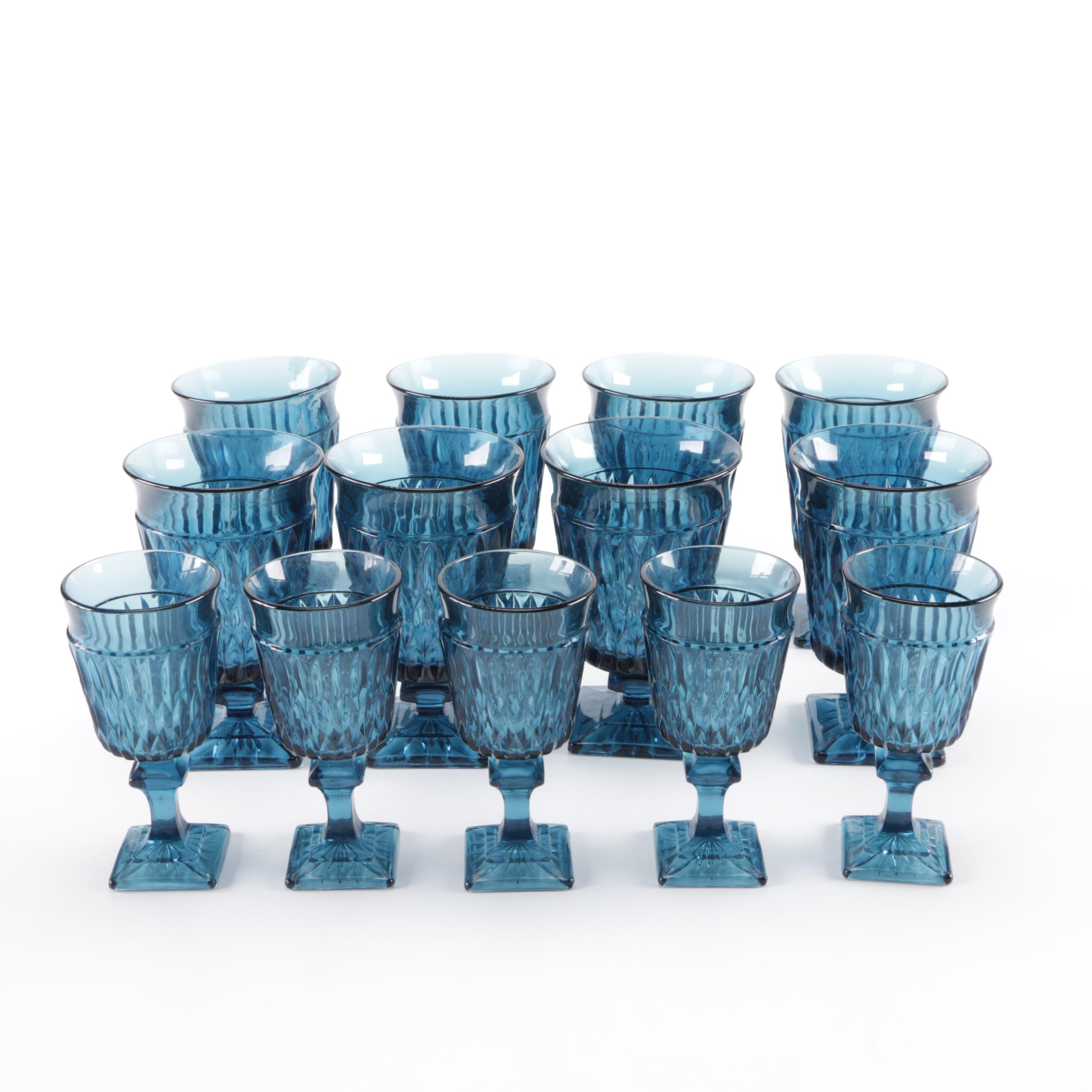 Vintage Blue Glass Stemware Set