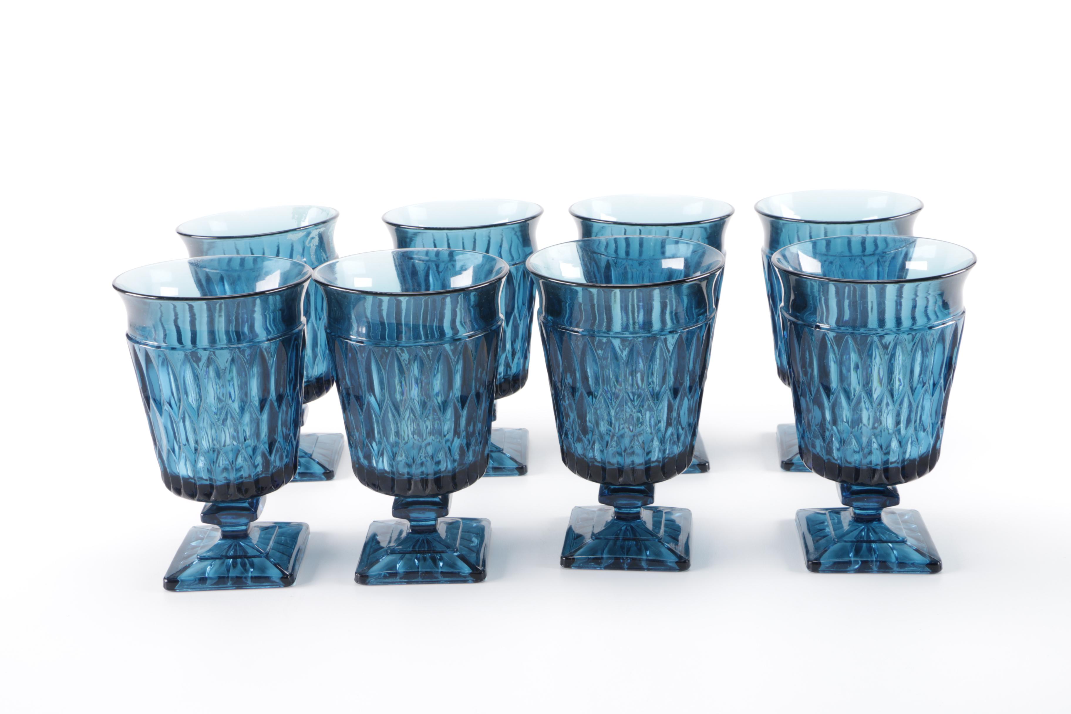 Vintage Blue Glass Stemware Set